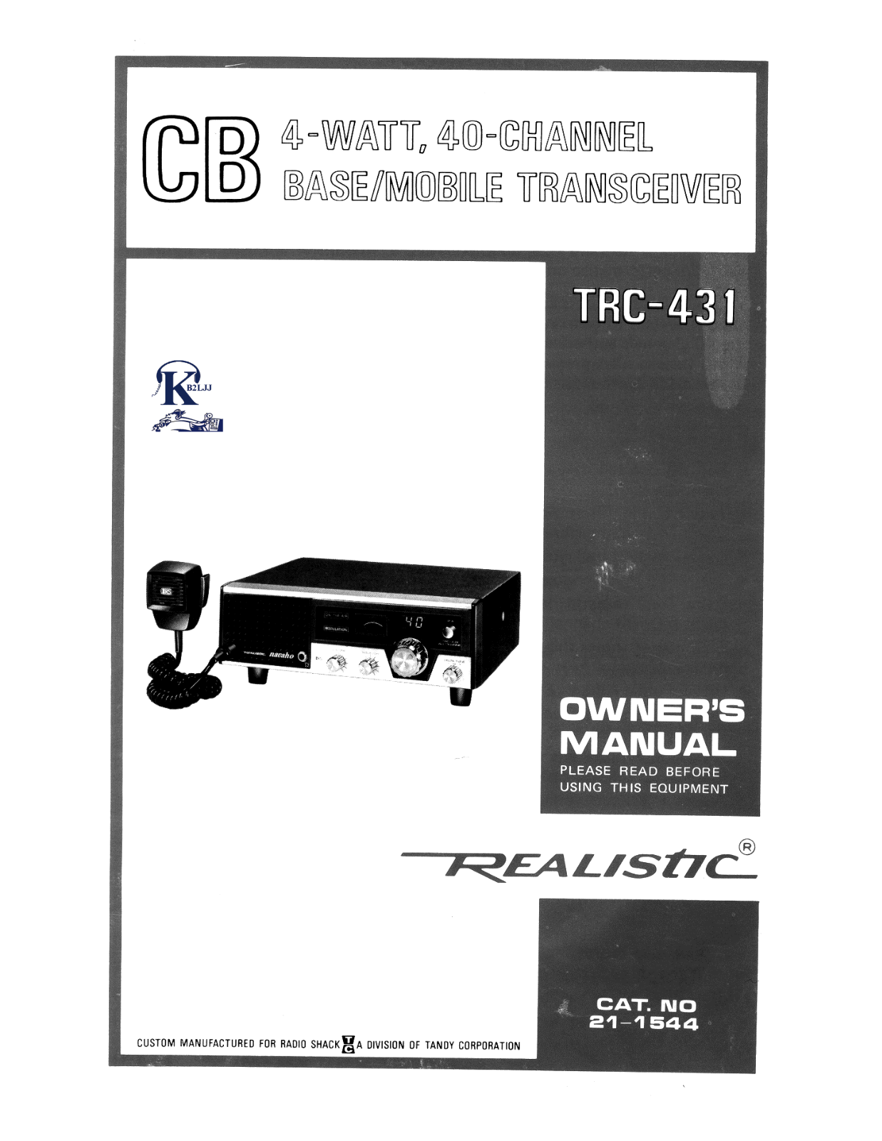 Realistic   RadioShack TRC-431 Owners Manual