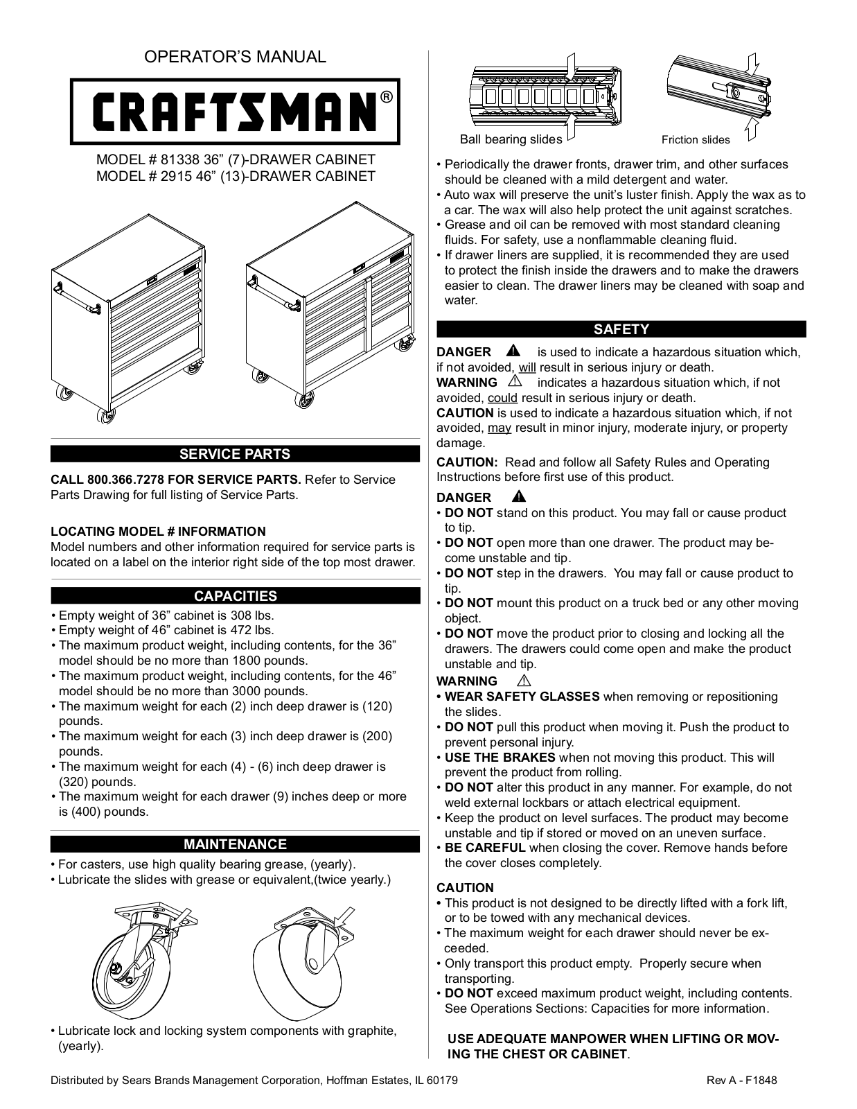 Craftsman 81338 Service Parts