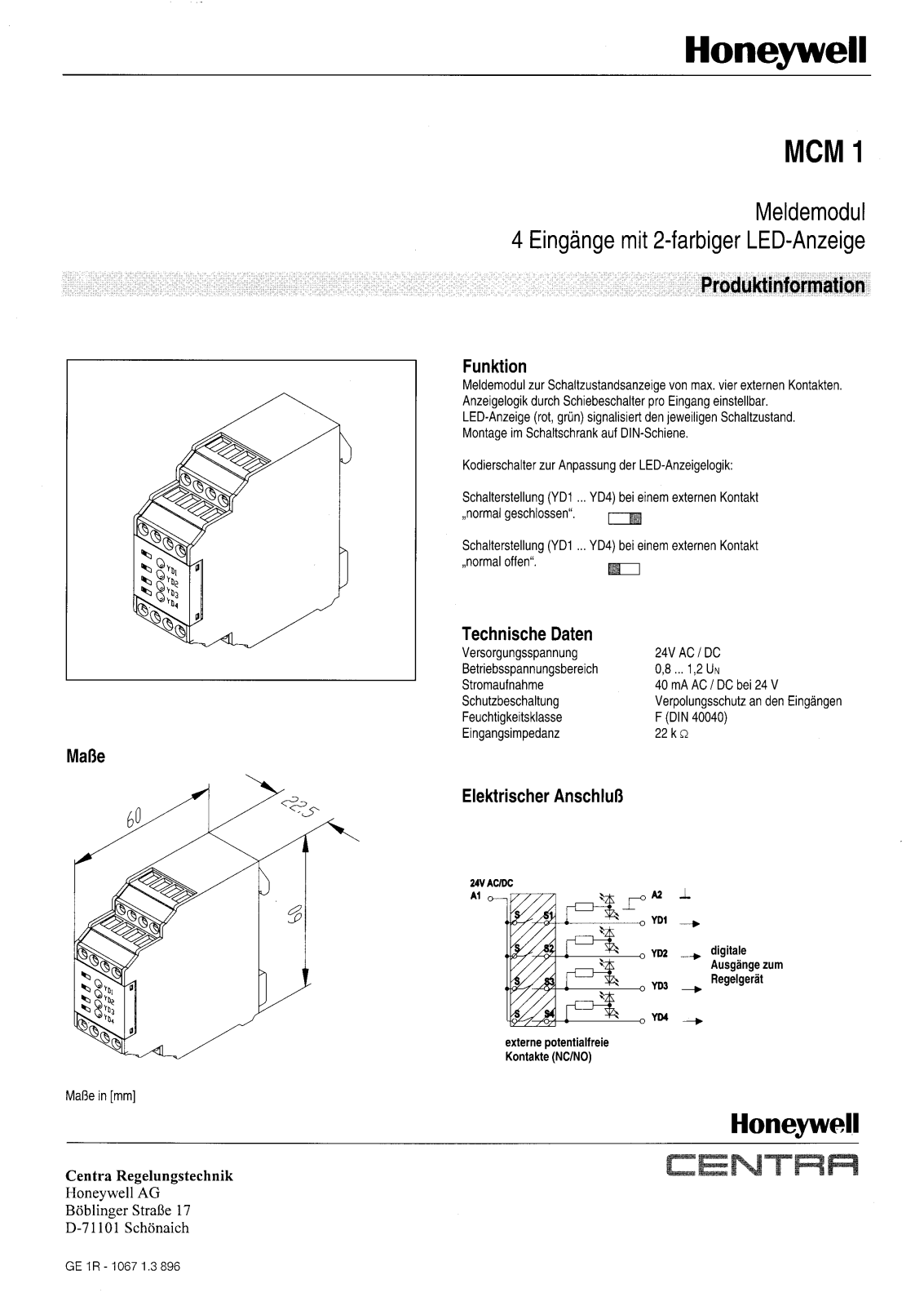 Honeywell MCM 1 DATASHEET