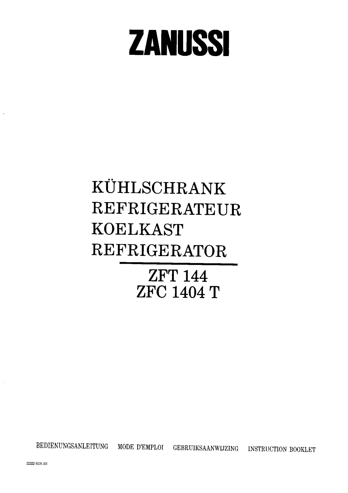 Zanussi ZFT144 User Manual