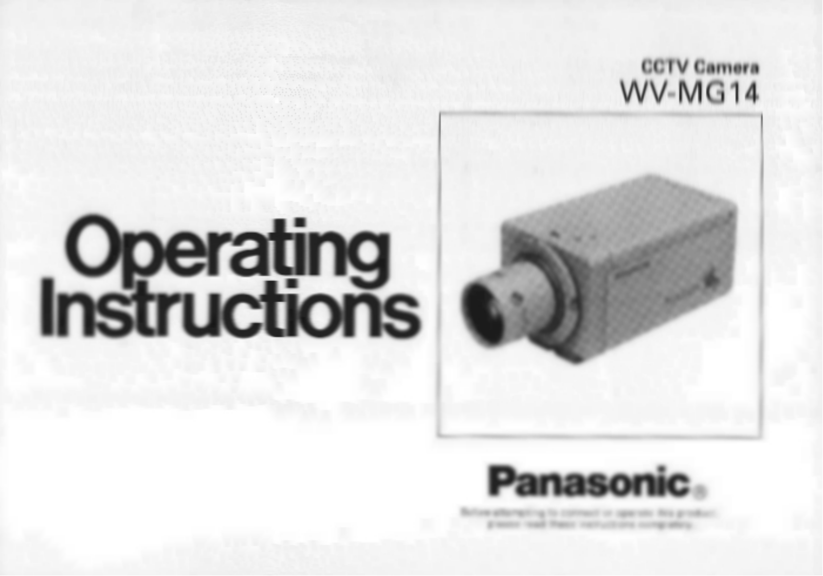 Panasonic WV-MG14 User Manual