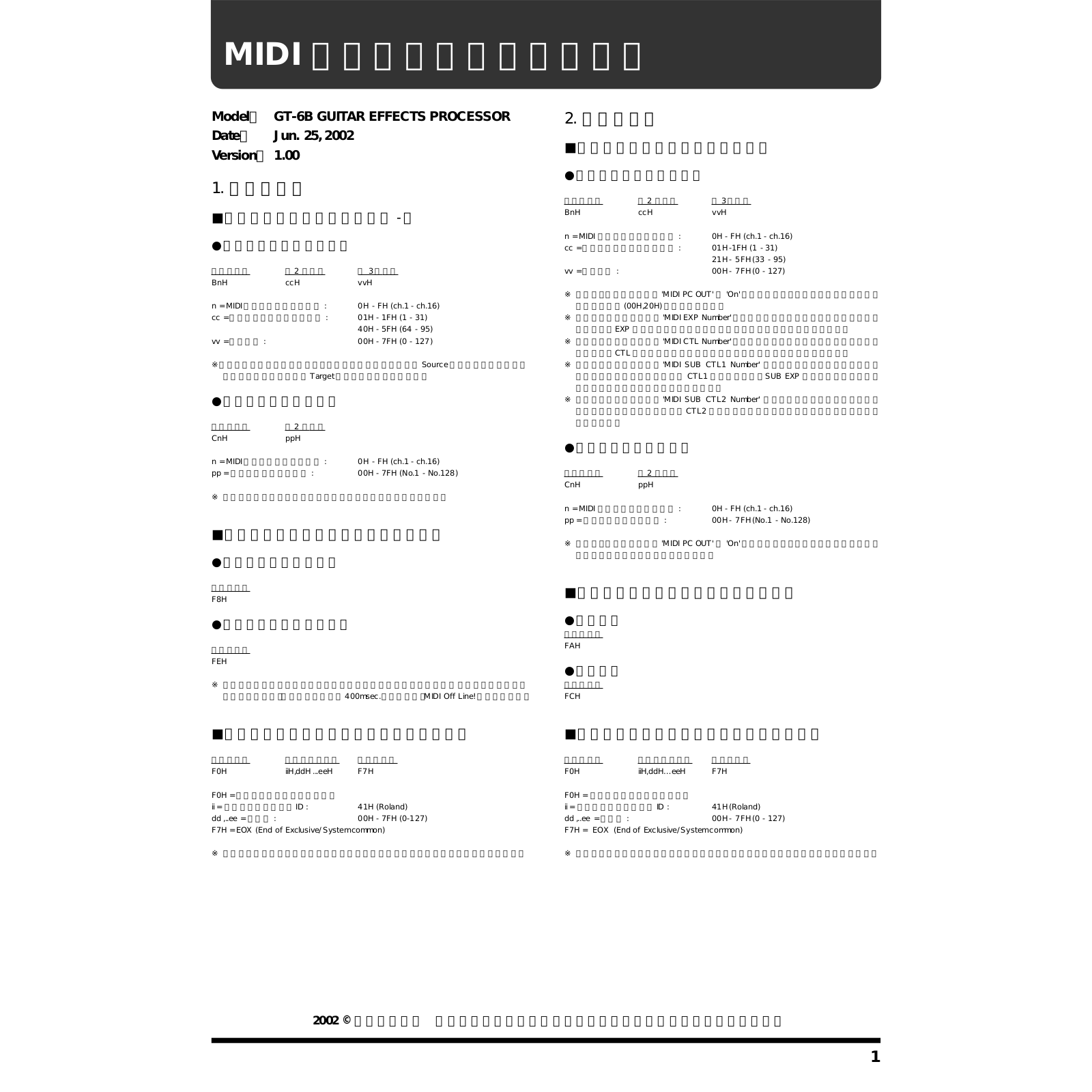 Roland GT-6B User Manual