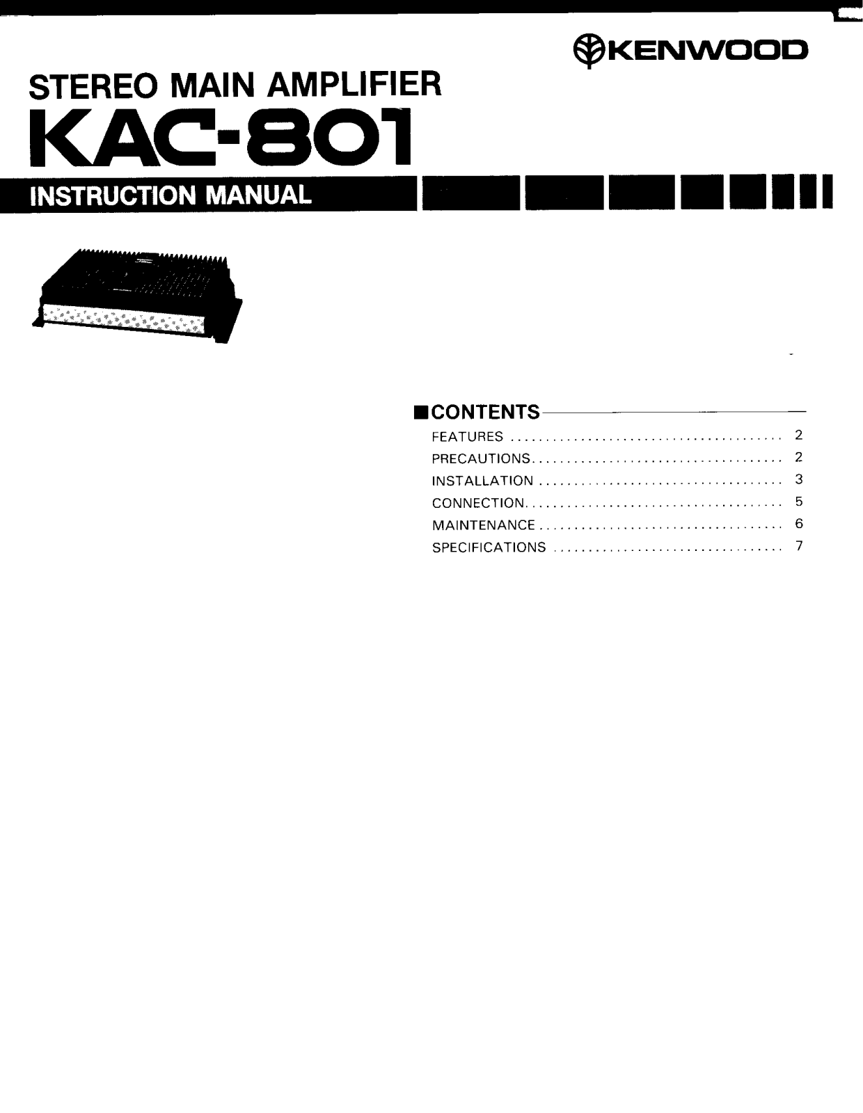Kenwood KAC-801 Owner's Manual