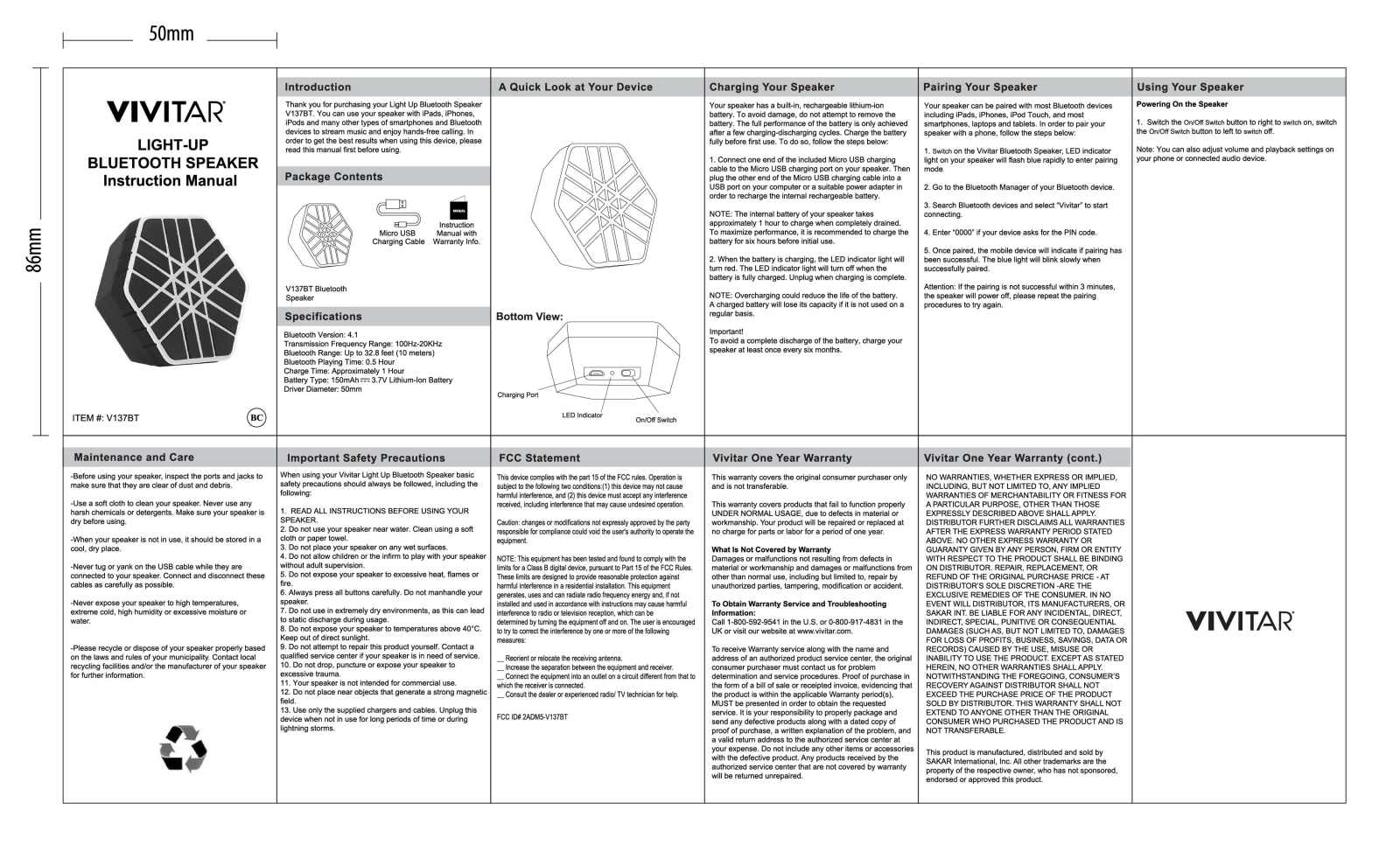 Zeeva V137BT User Manual