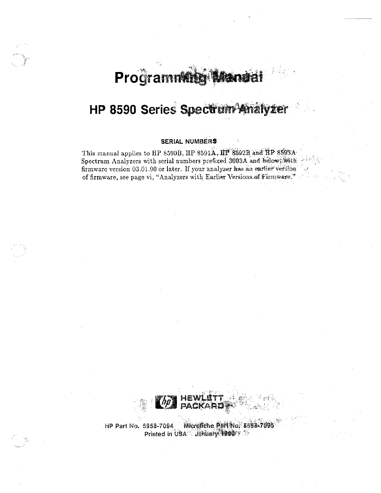 HP (Hewlett-Packard) 8590B, 8591A, 8593A, 8592B User Manual