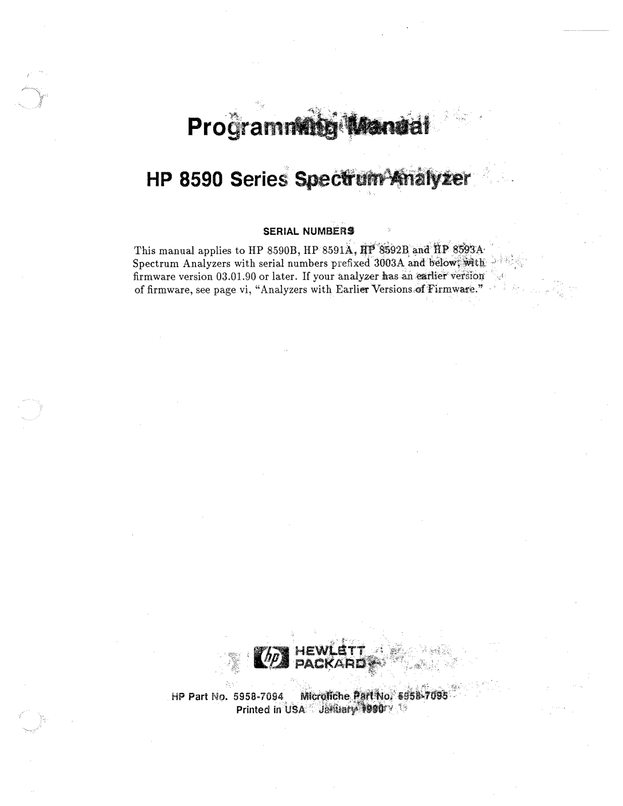 HP (Hewlett-Packard) 8590B, 8591A, 8593A, 8592B User Manual