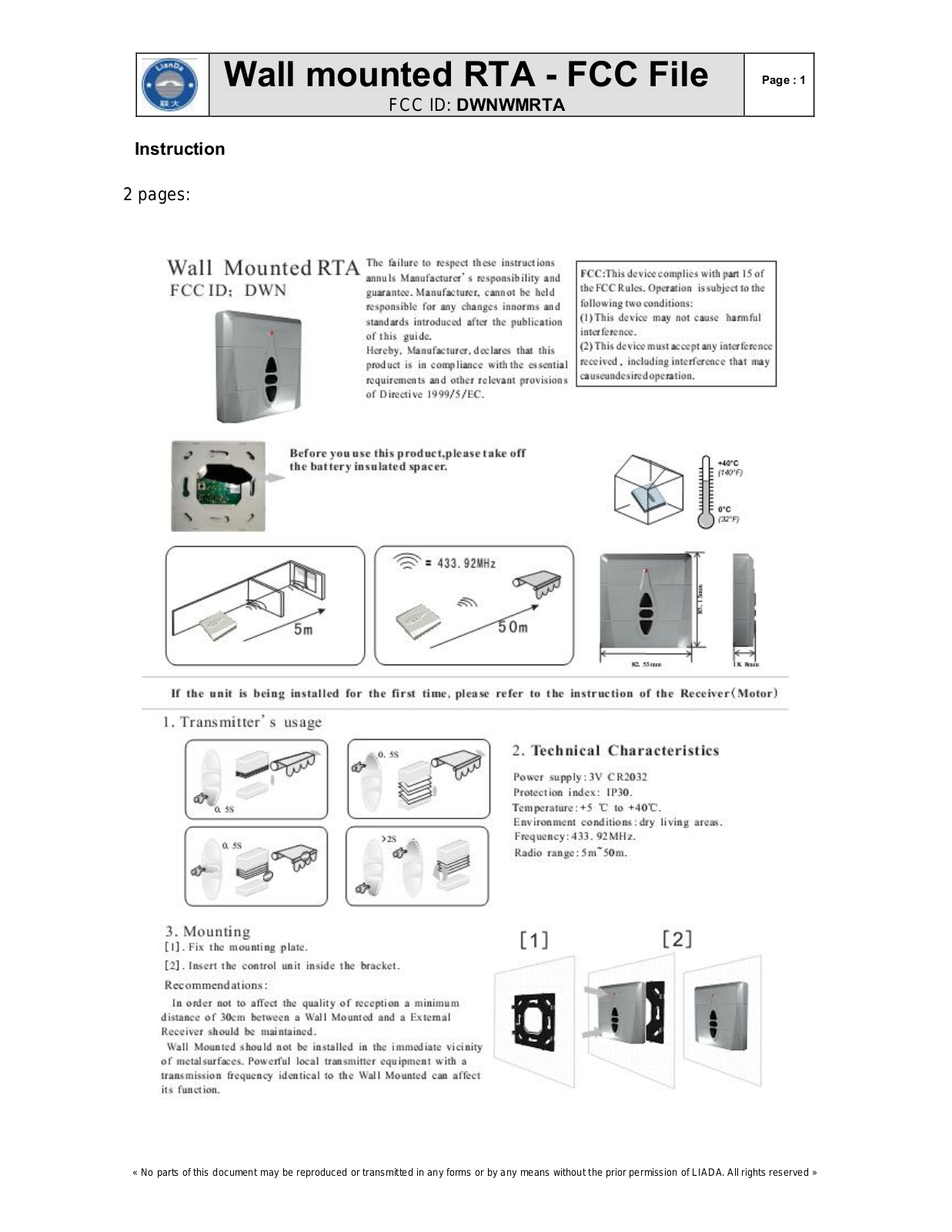 Somfy Systems WMRTA User Manual