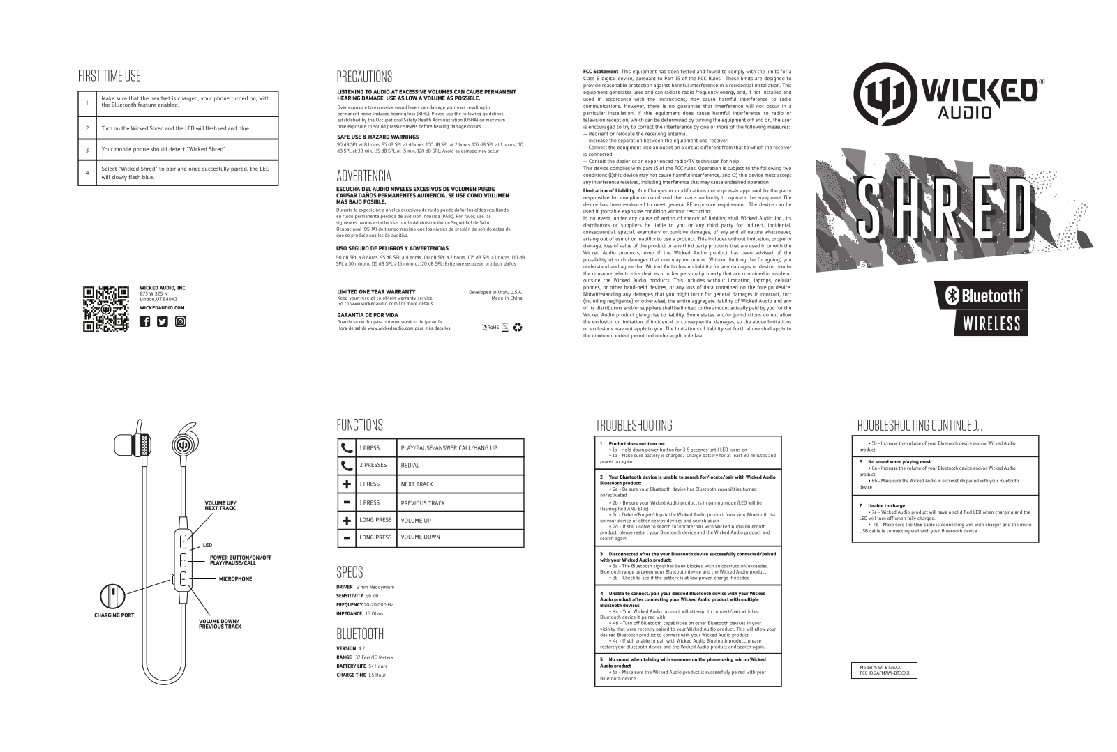 Wicked Audio WI-BT36XX User Manual