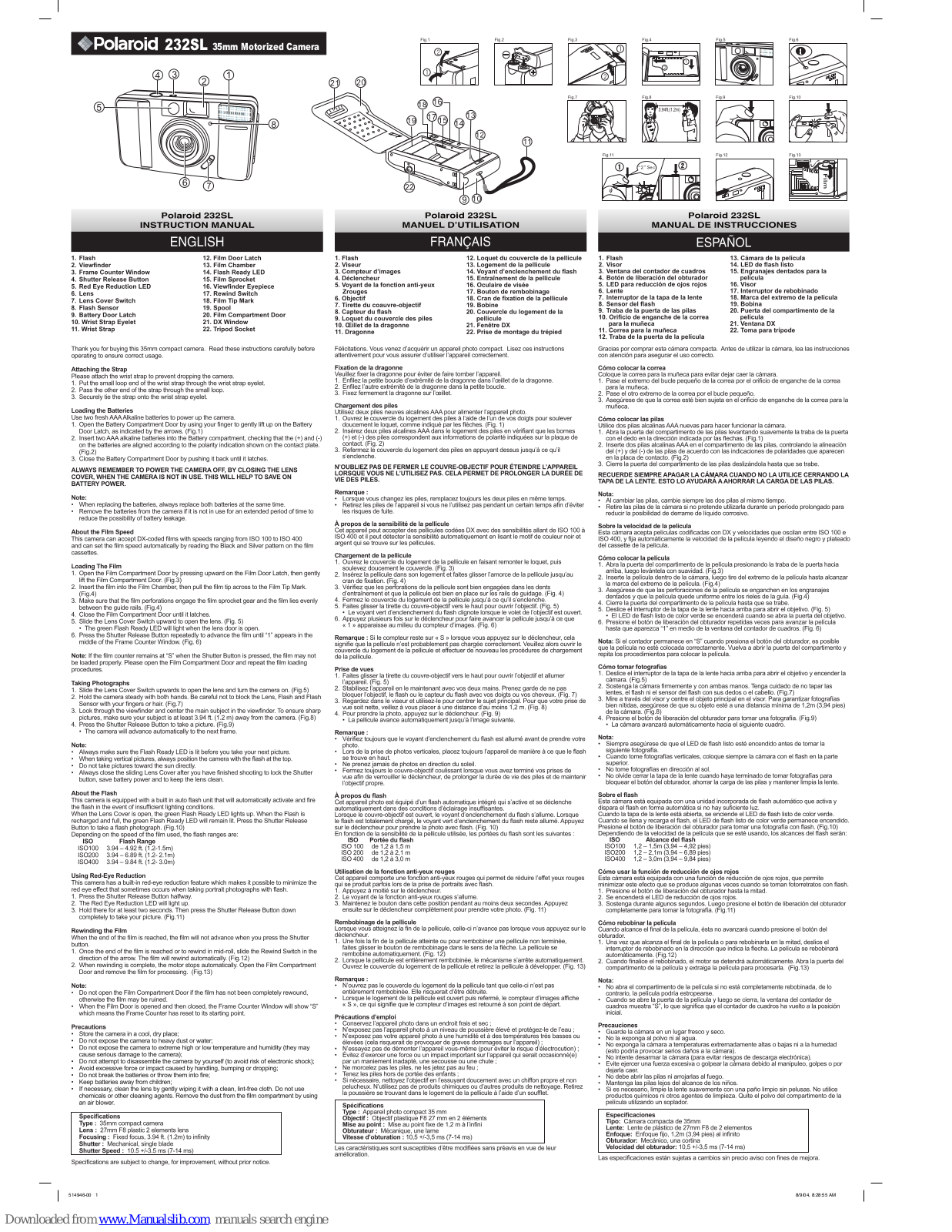 Polaroid 232SL Instruction Manual