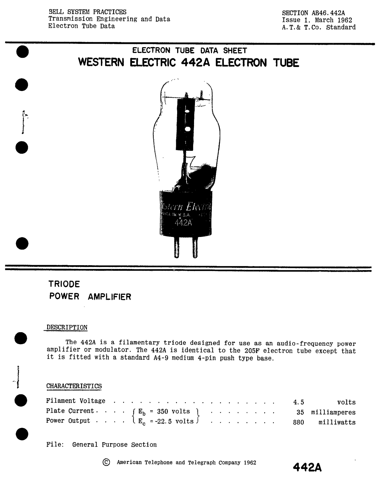 Western Electric 442-A Brochure