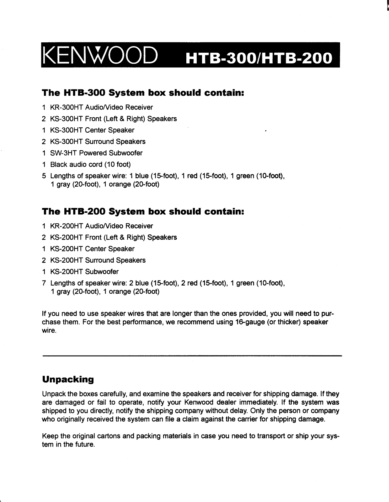 Kenwood HTB-300 Owners Manual