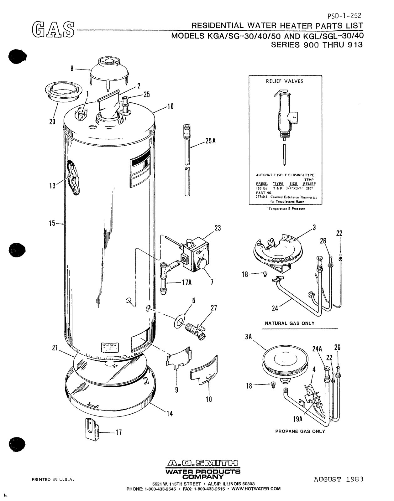 A.O. Smith KGL-SGL-40, KGA-SG-40 User Manual