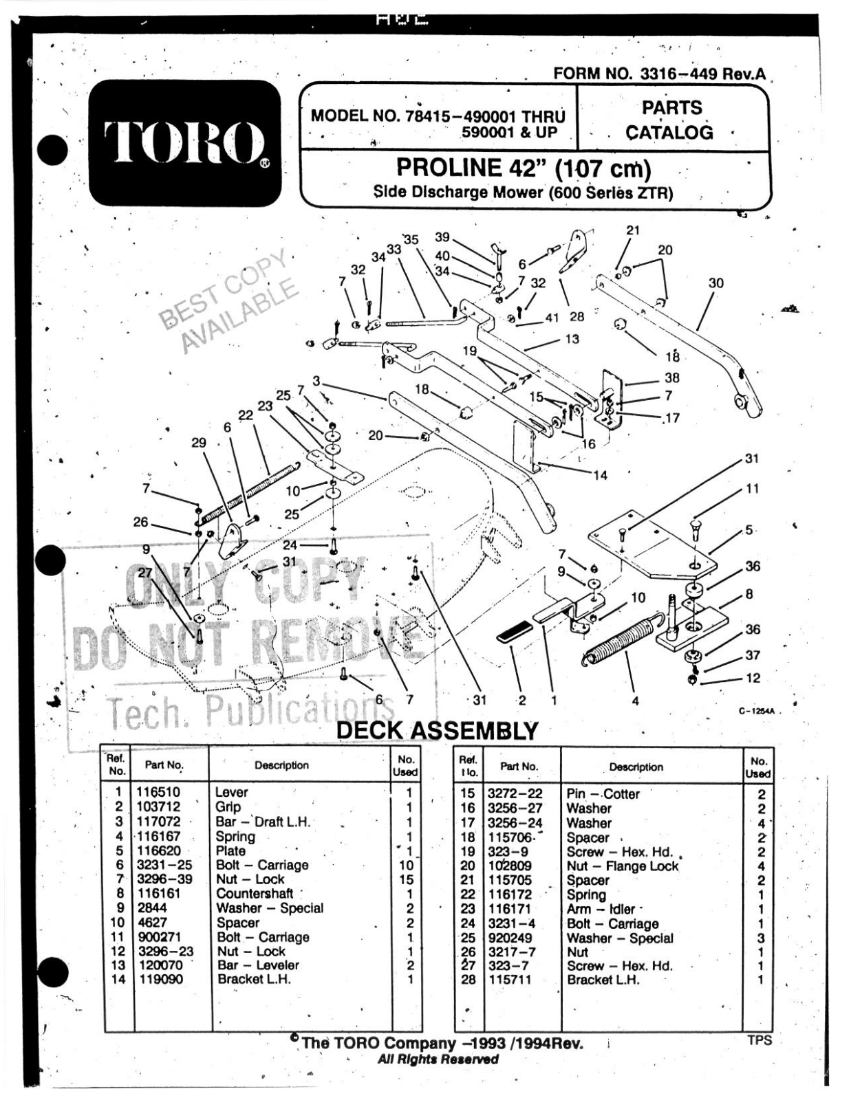 Toro 78415 Parts Catalogue