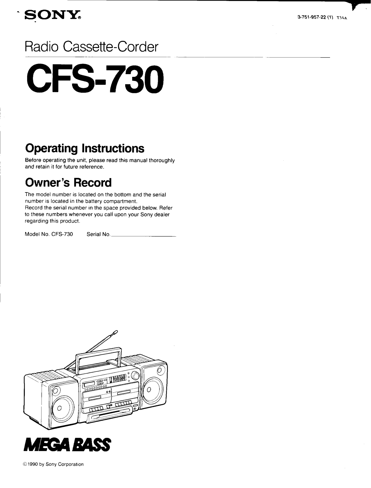 Sony CFS-730 User Manual