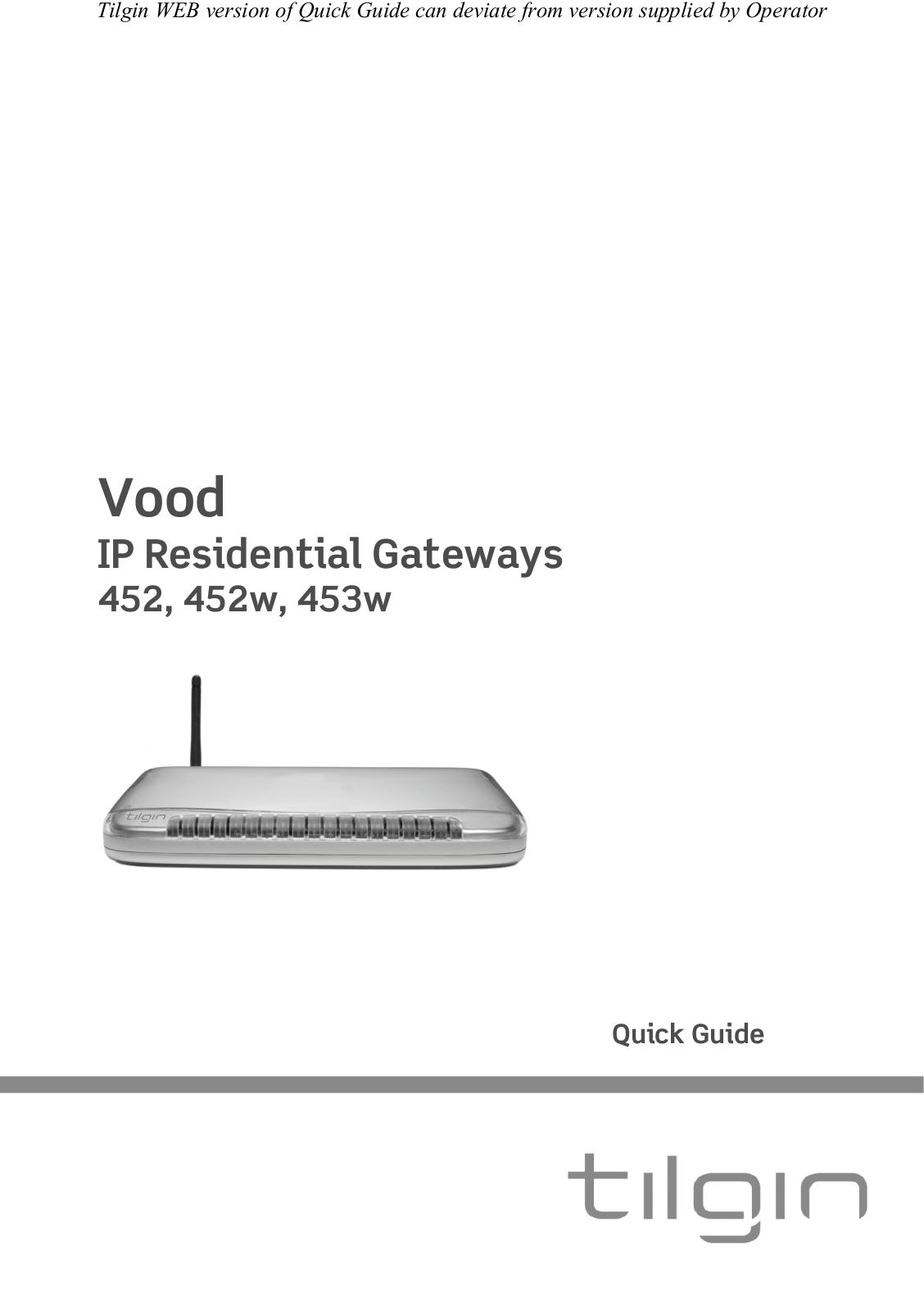 Tilgin Vood-452W User Manual