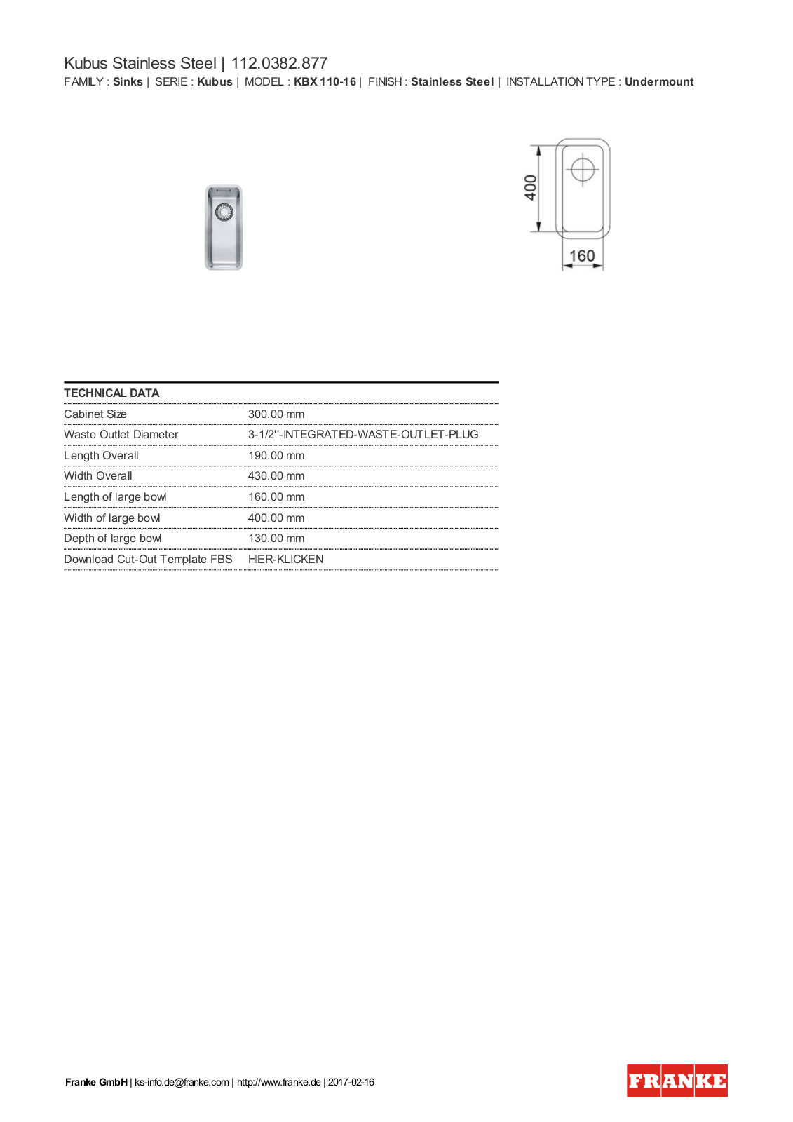 Franke 112.0382.877 Service Manual