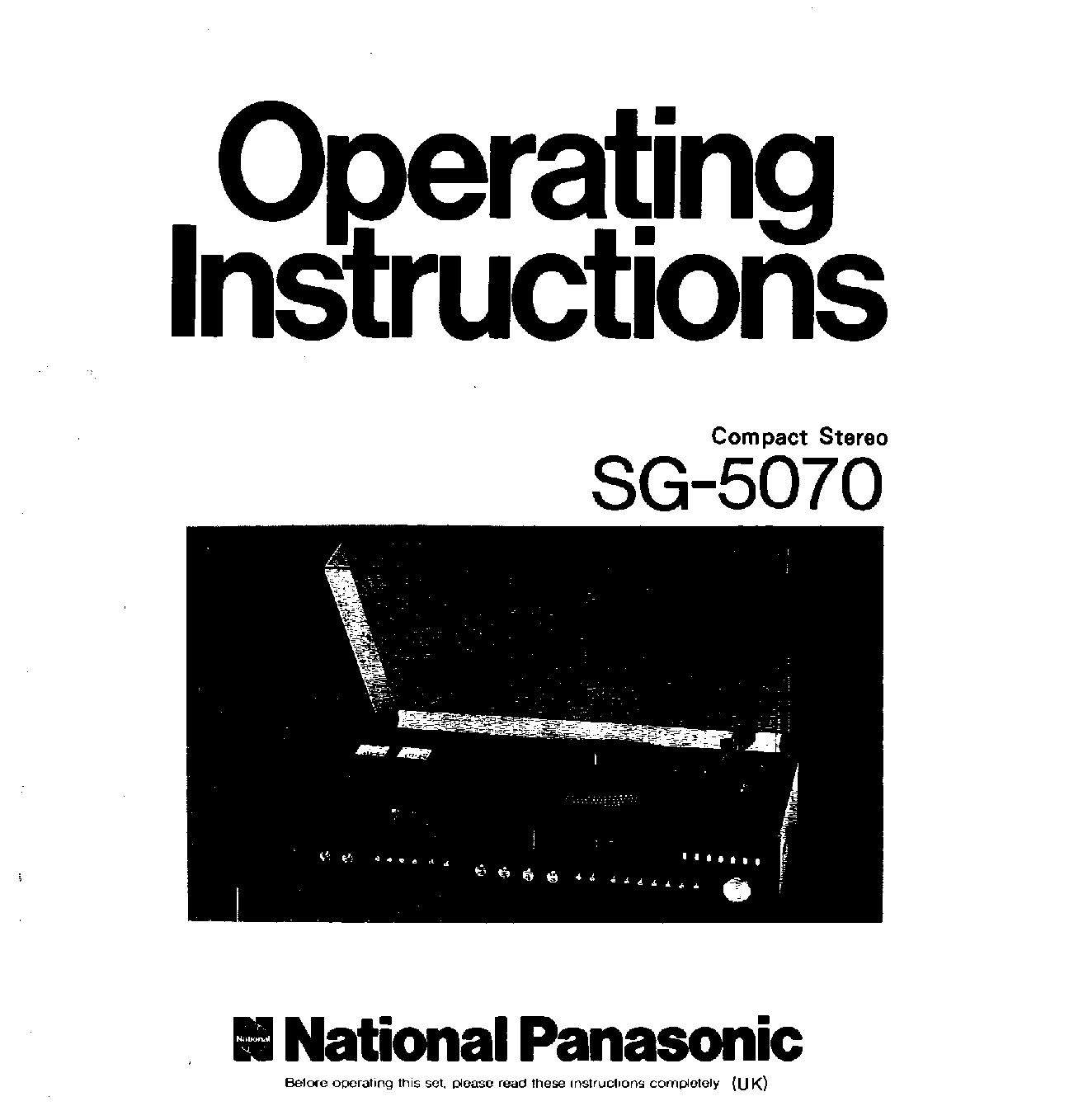 Panasonic SG-5070 User Manual
