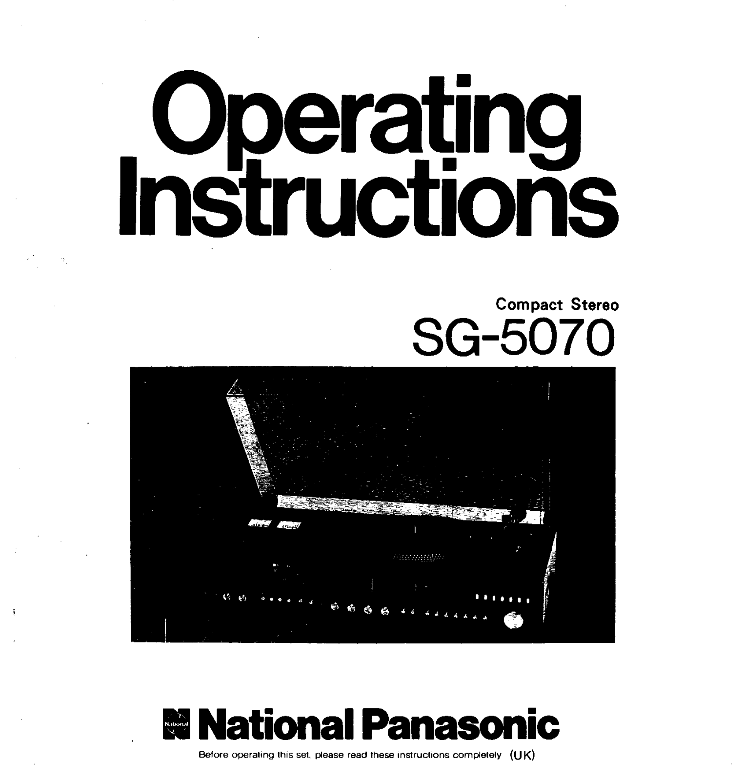 Panasonic SG-5070 User Manual