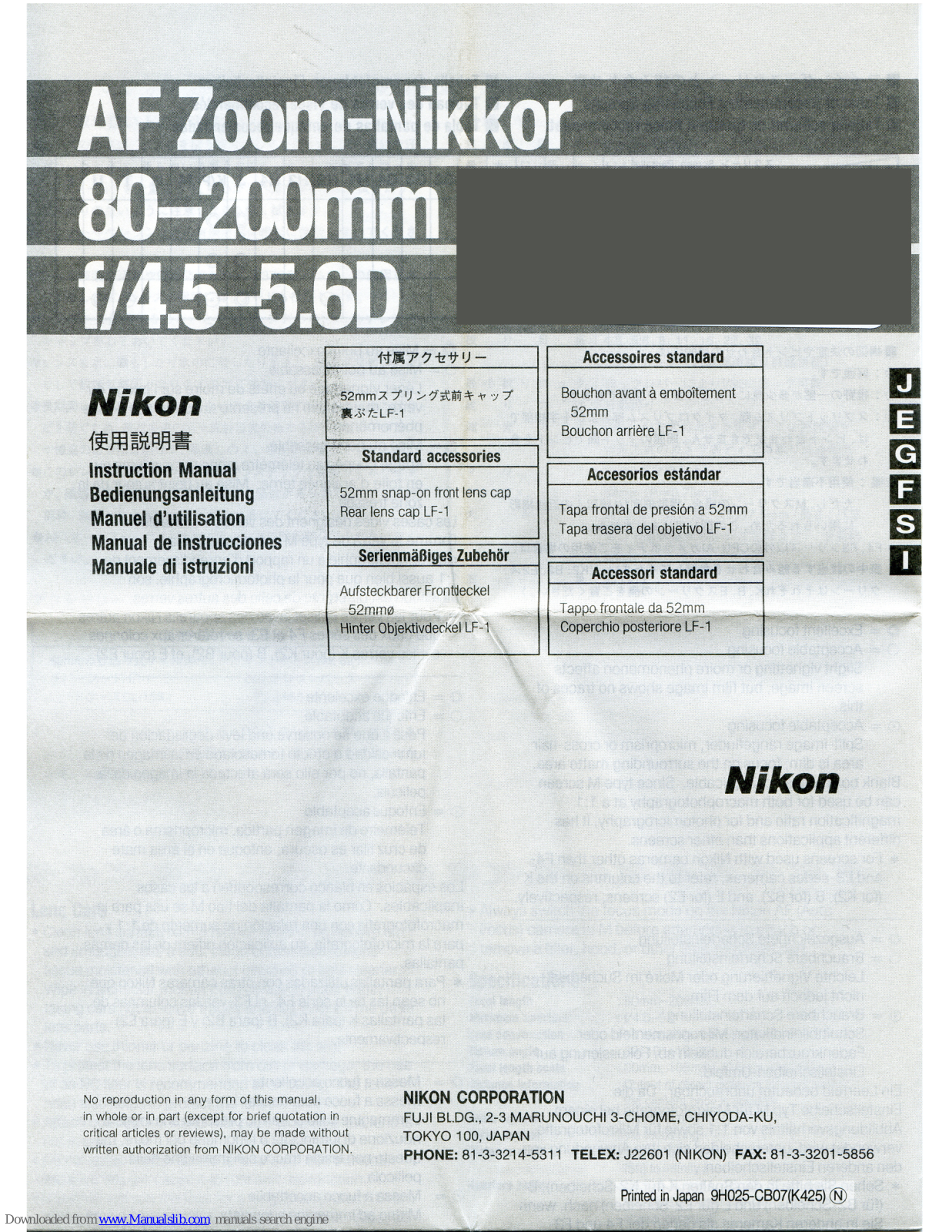 Nikon AF 80-200mm f/4.5 - 5.6D User Manual - ManualMachine.com