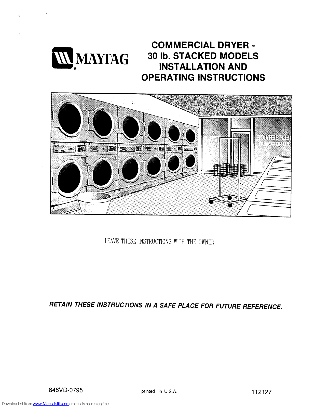 Maytag 30 lb. Stacked Models Instructions Manual