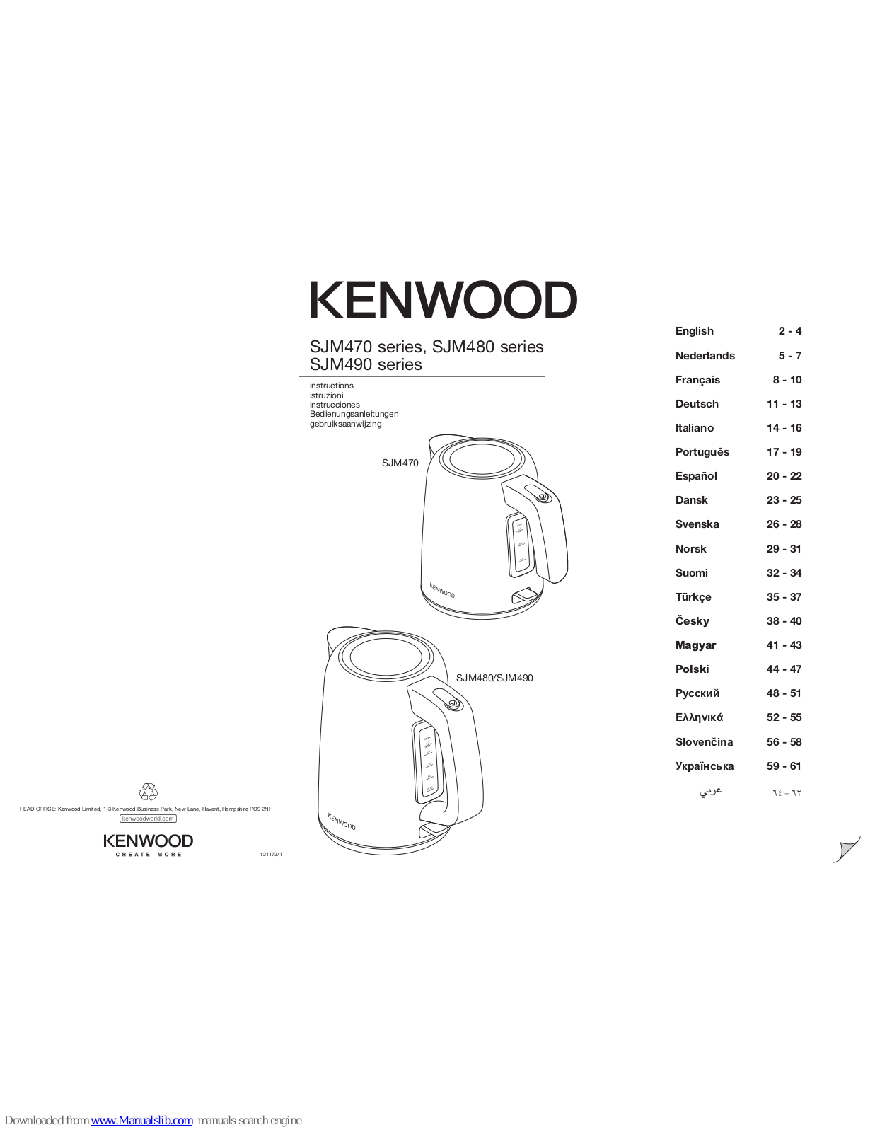 Kenwood SJM470 Series, SJM480 Series, SJM490 Series, SJM550 series, SJM560 series Instructions Manual