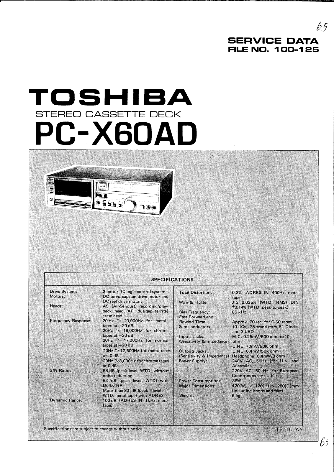 Toshiba PCX-60-AD Service manual