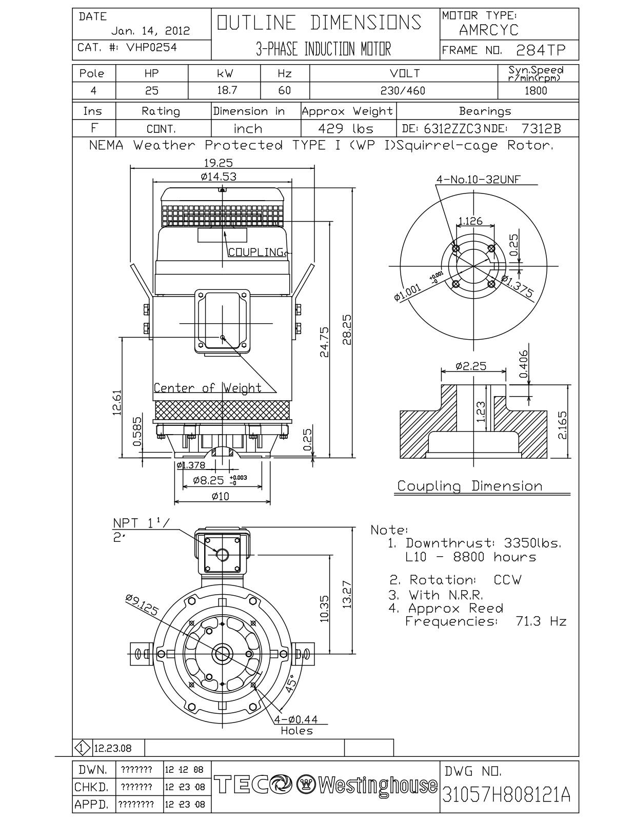 Datasheet VHP0254 Reference Drawing (Teco) - ManualMachine.com