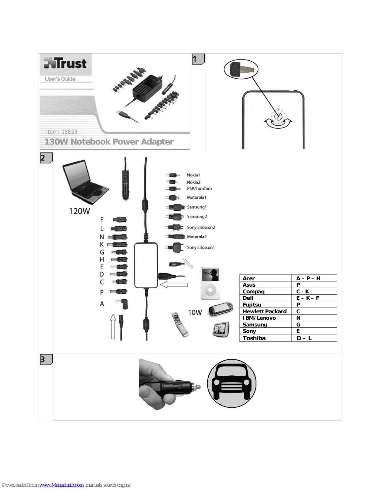 Trust Notebook Power Adapter, 15823 User Manual