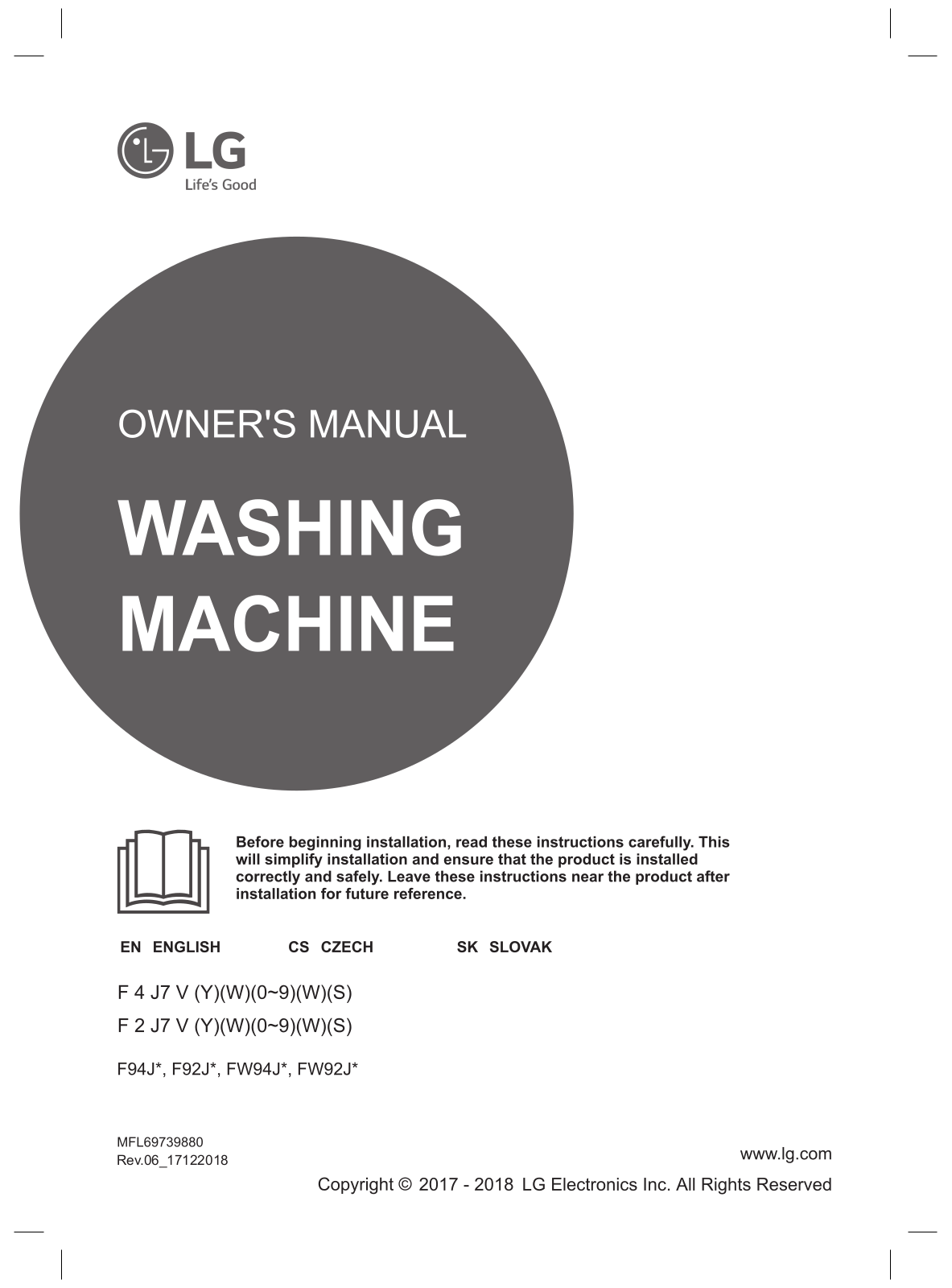 LG F4TURBO9S User manual