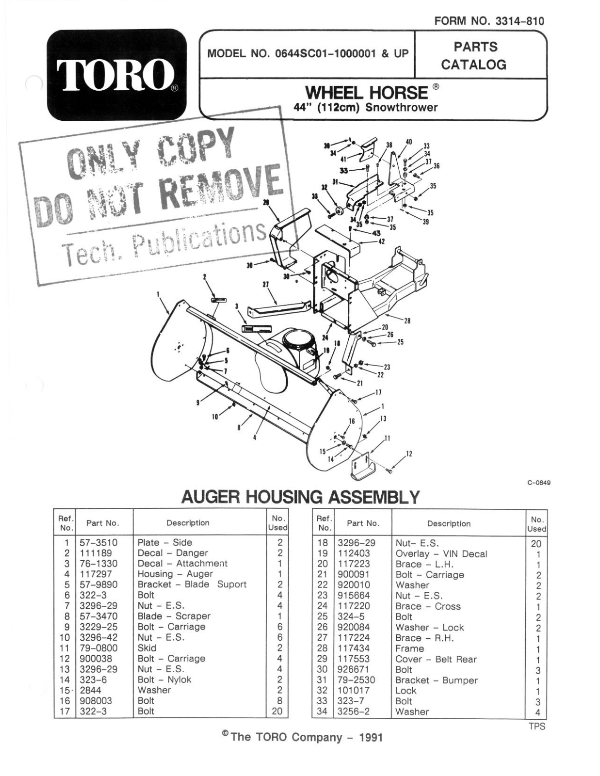 Toro 06-44SC01 Parts Catalogue