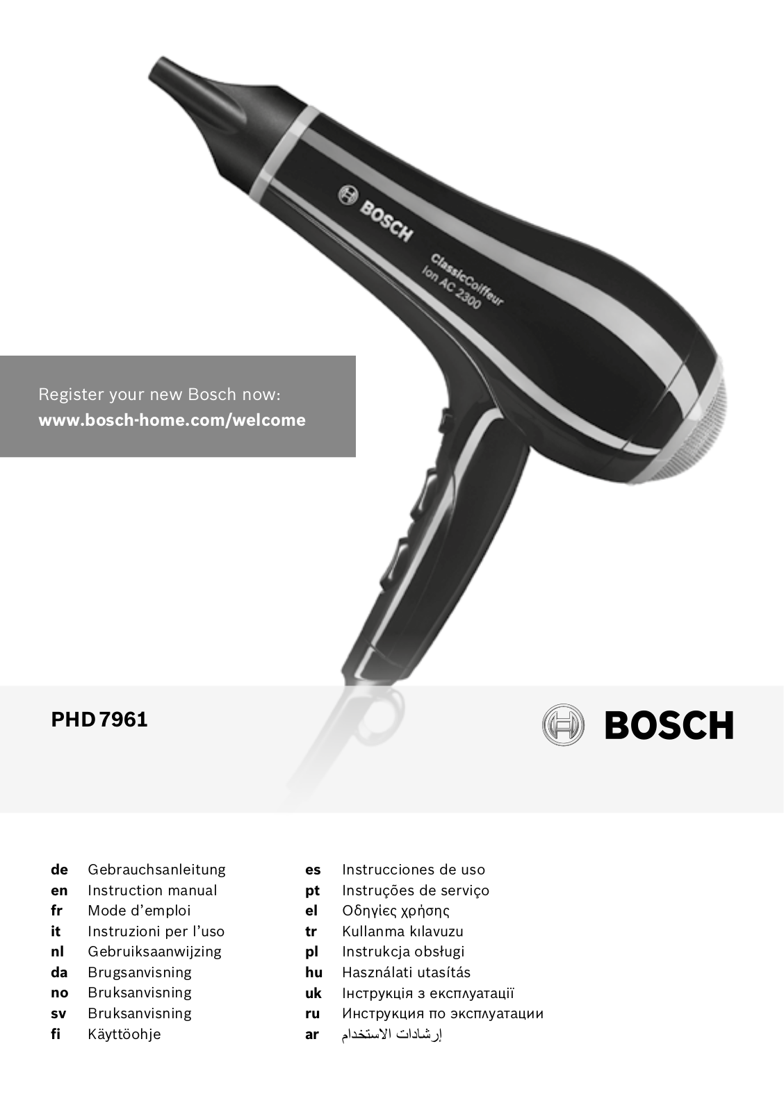 Bosch PHD7961 User Manual