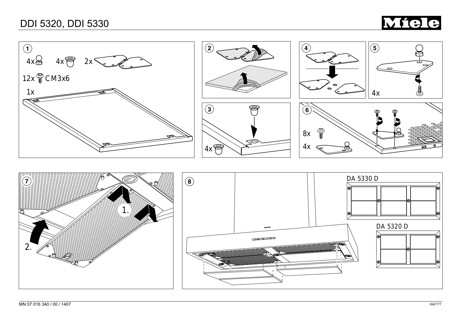 Miele DDI 5320, DDI 5330 assembly instruction