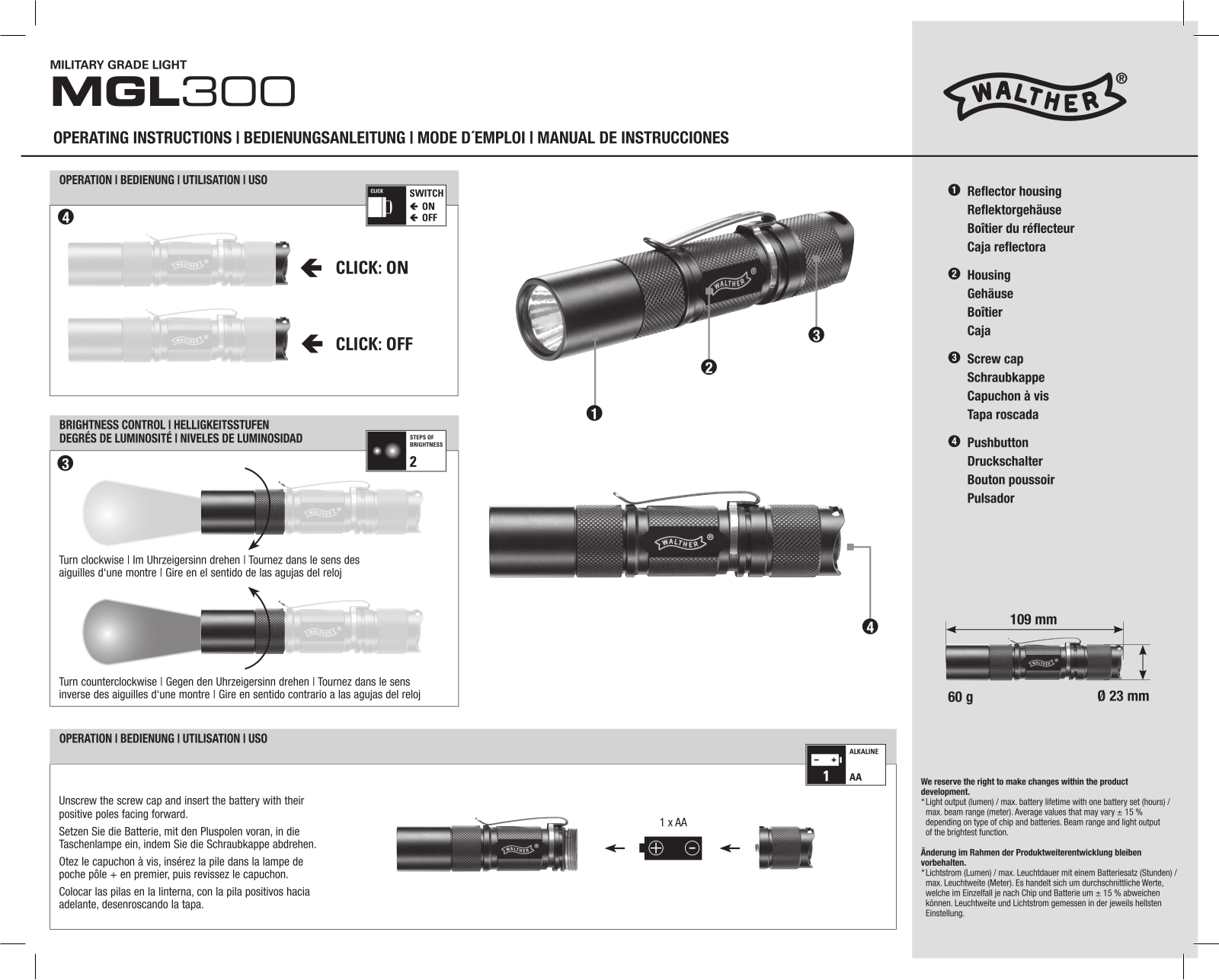 Walther MGL-300 User guide