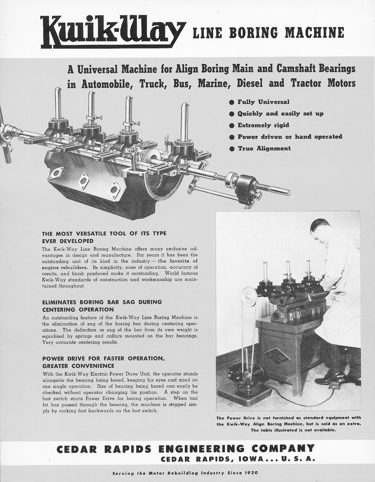 Cedar Rapids Engineering (Kwik-Way) Kwik-Way Line Boring Machine Other - ManualMachine.com