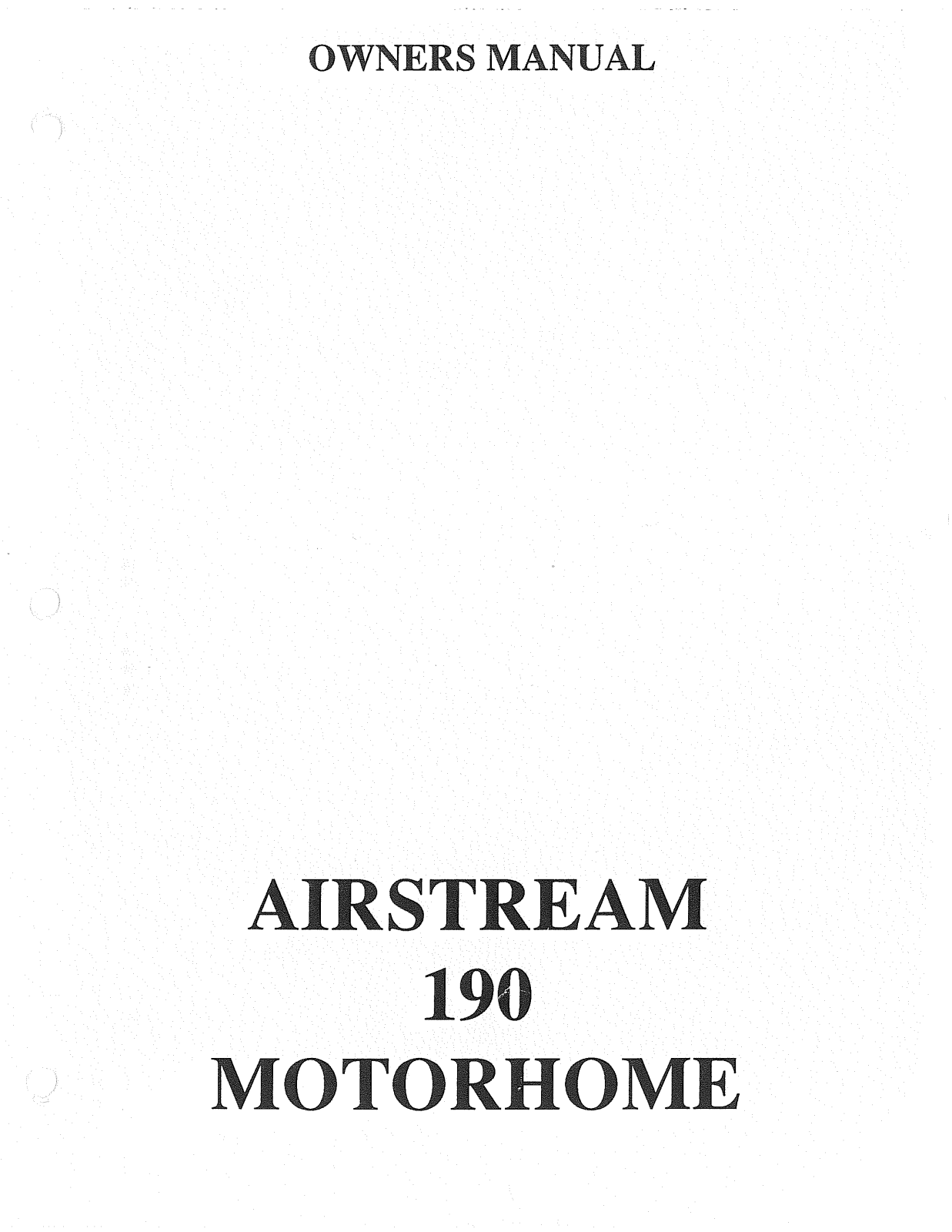 Airstream 190 B Van 1993 Owner's Manual