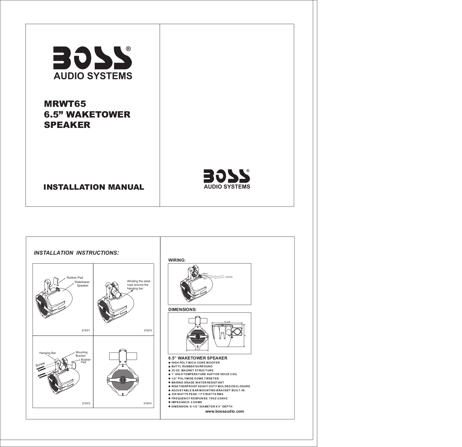 BOSS MRWT65 User Manual