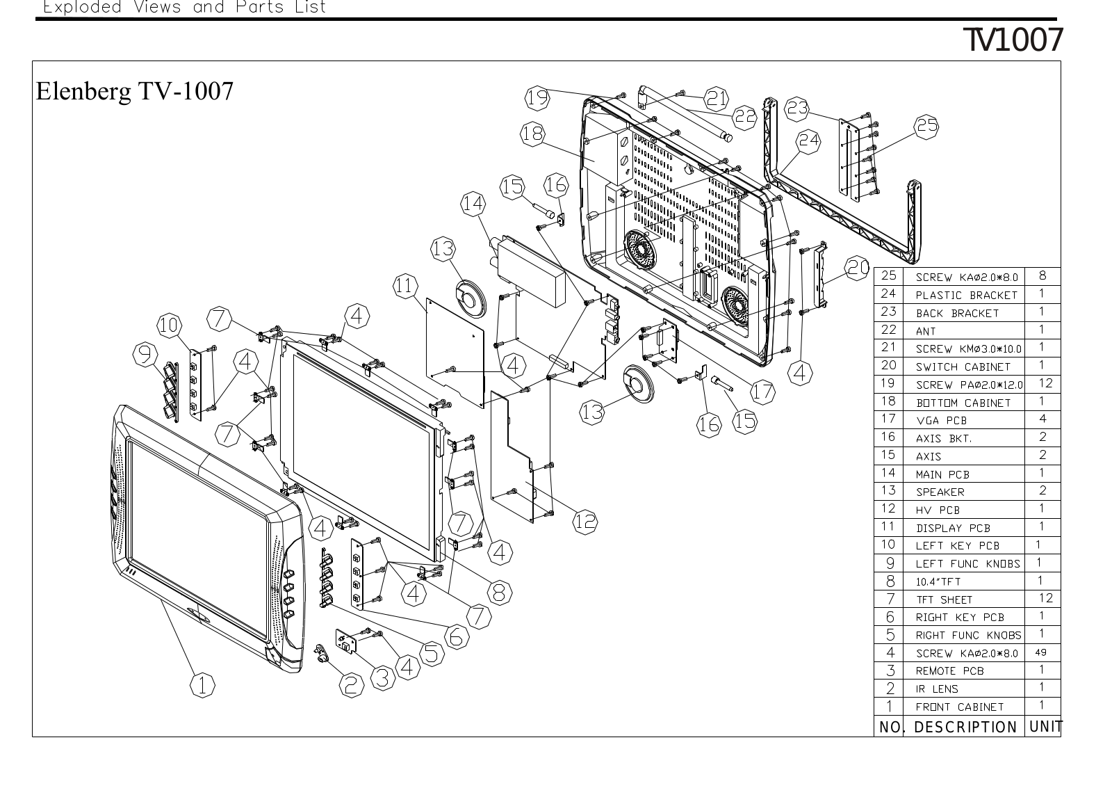 Elenberg TV-1007 Schematic