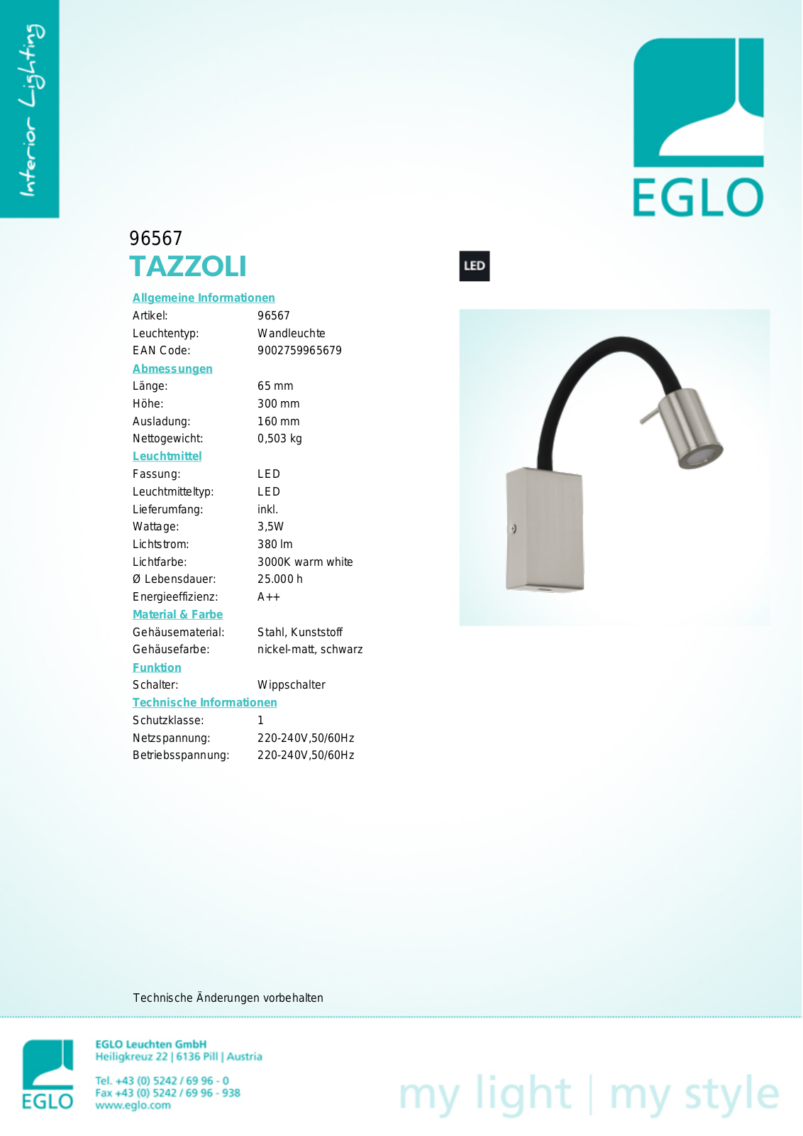 Eglo 96567 Service Manual