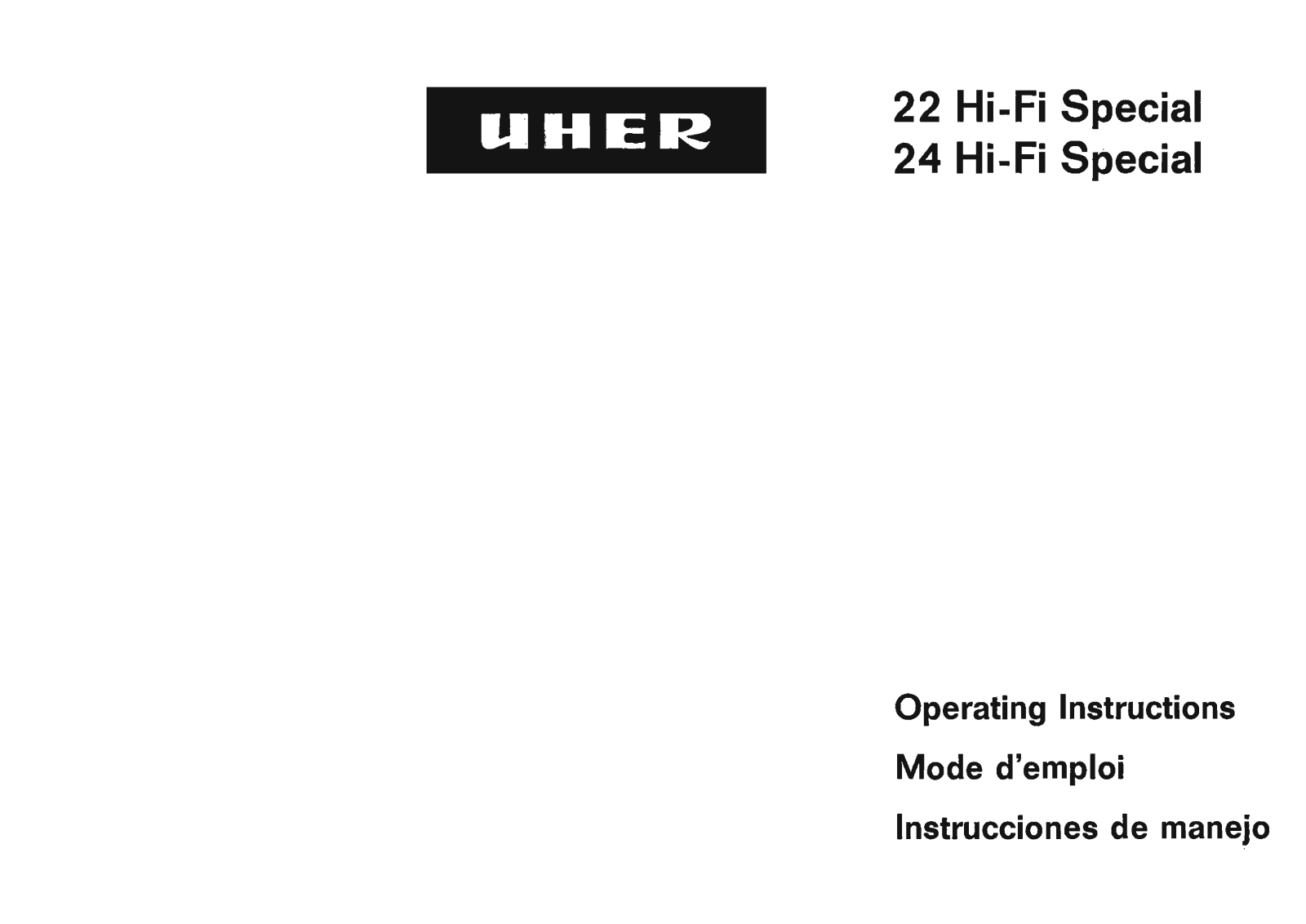 Uher 24-hi-fi-Special Owners Manual