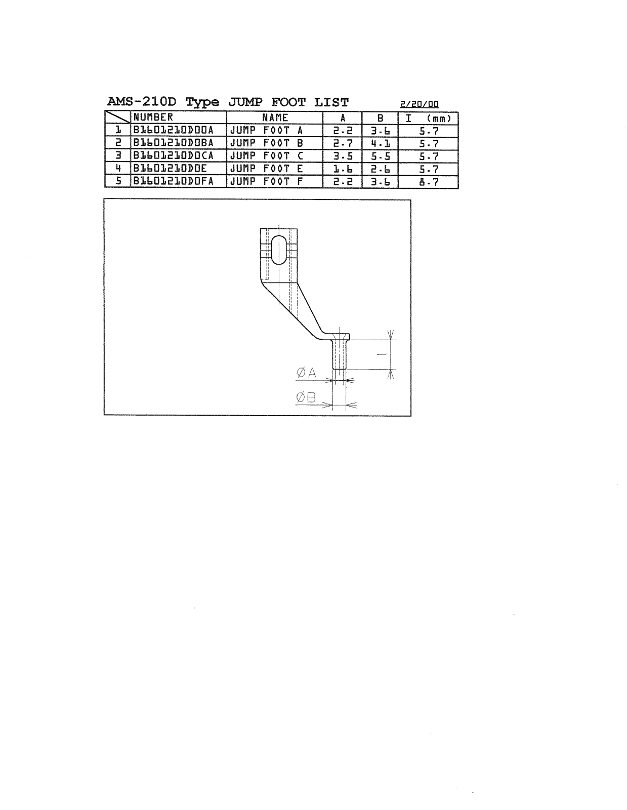 JUKI AMS-210D Parts List