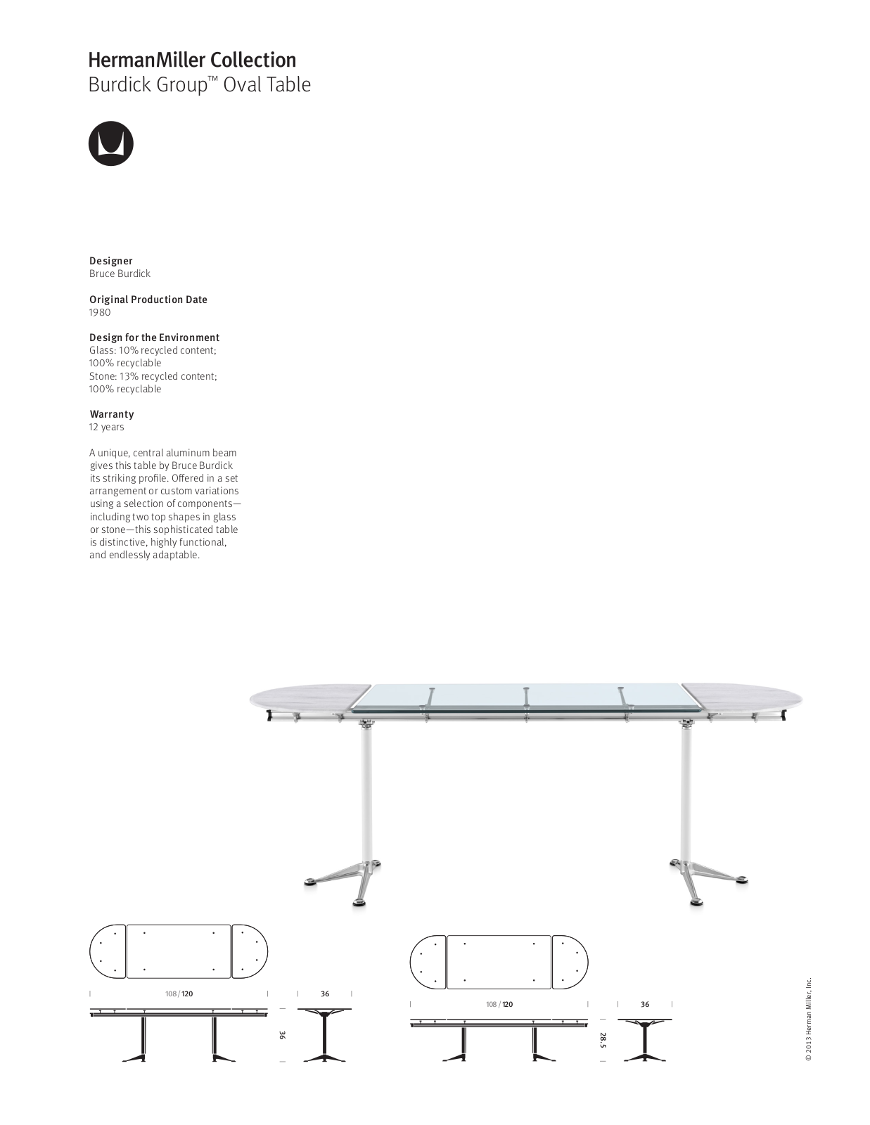 Herman Miller Burdick Group Oval Table User Manual