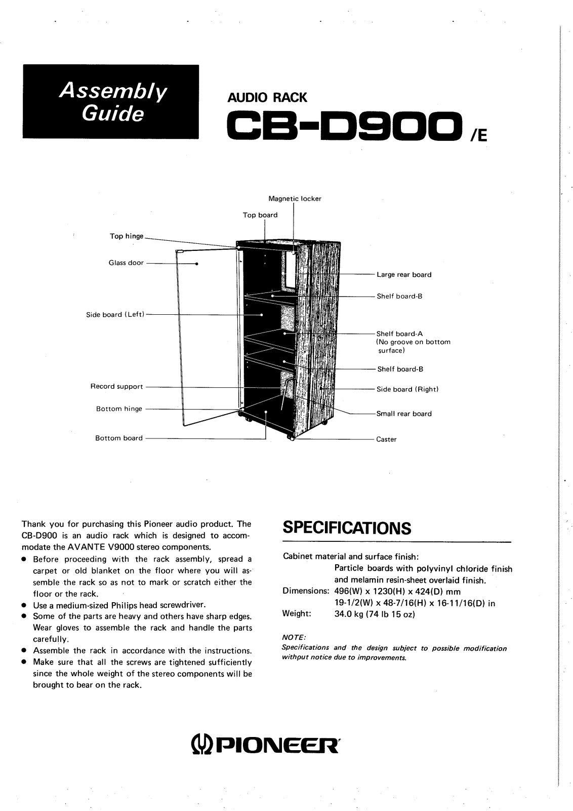 Pioneer CBD-900 Owners manual