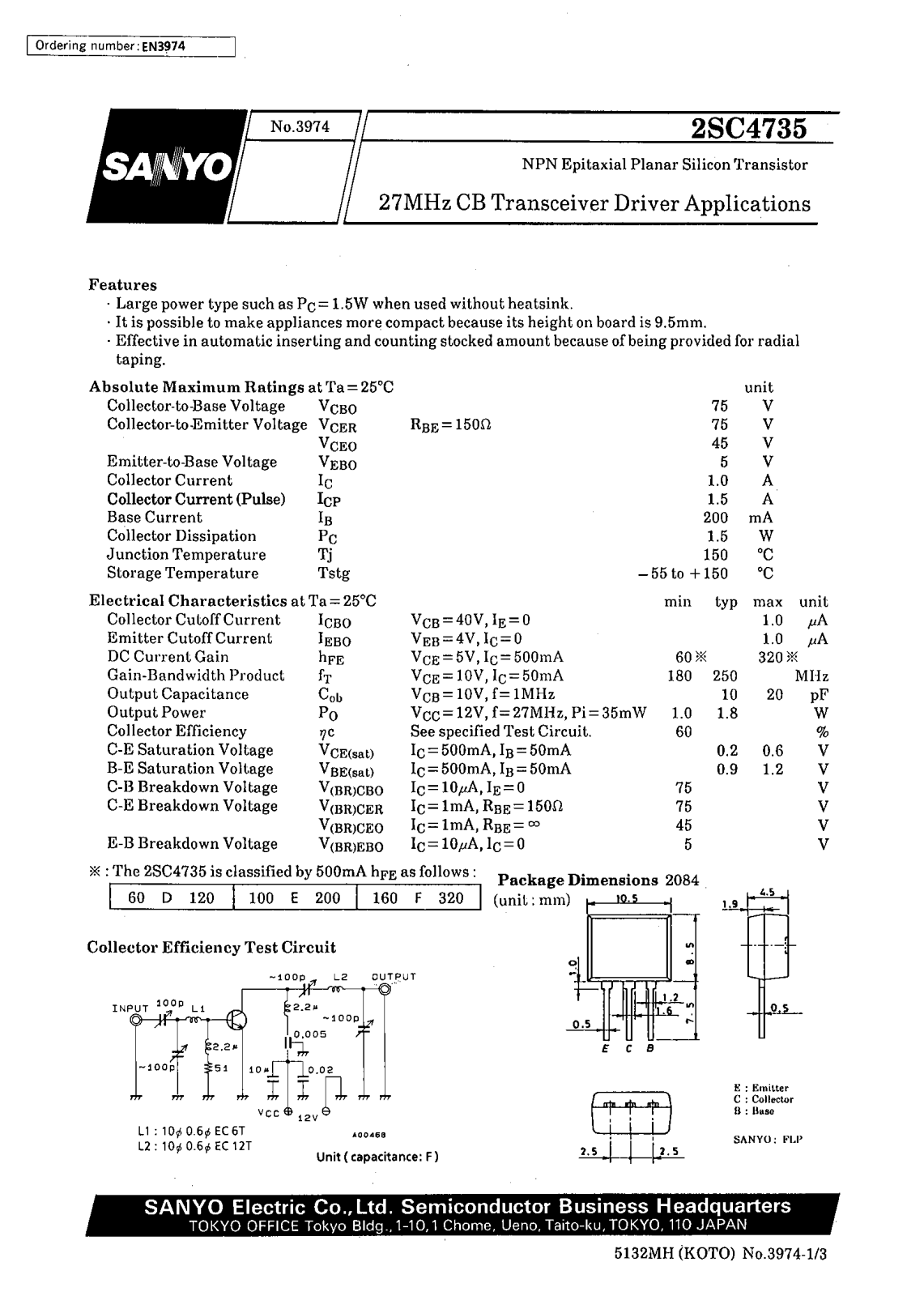 SANYO 2SC4735 Datasheet