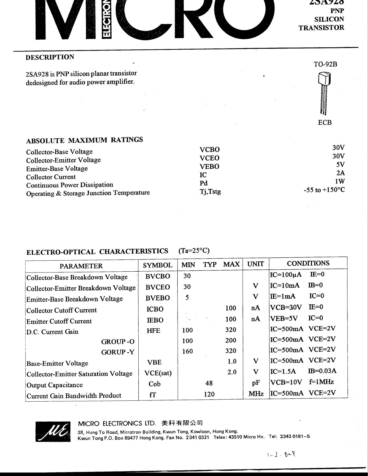 ME 2SA928 Datasheet