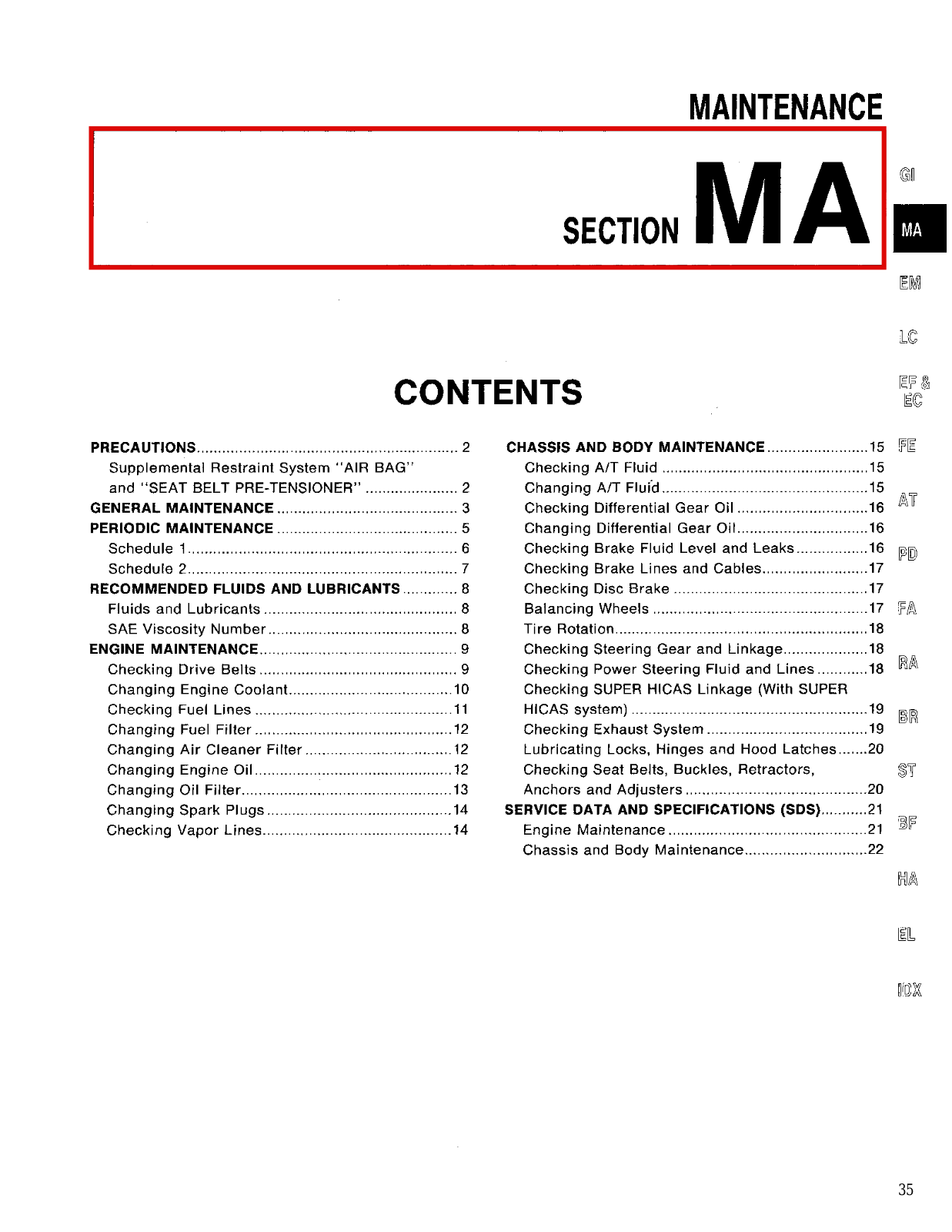 Infiniti J30 1994 Maintenance Manual