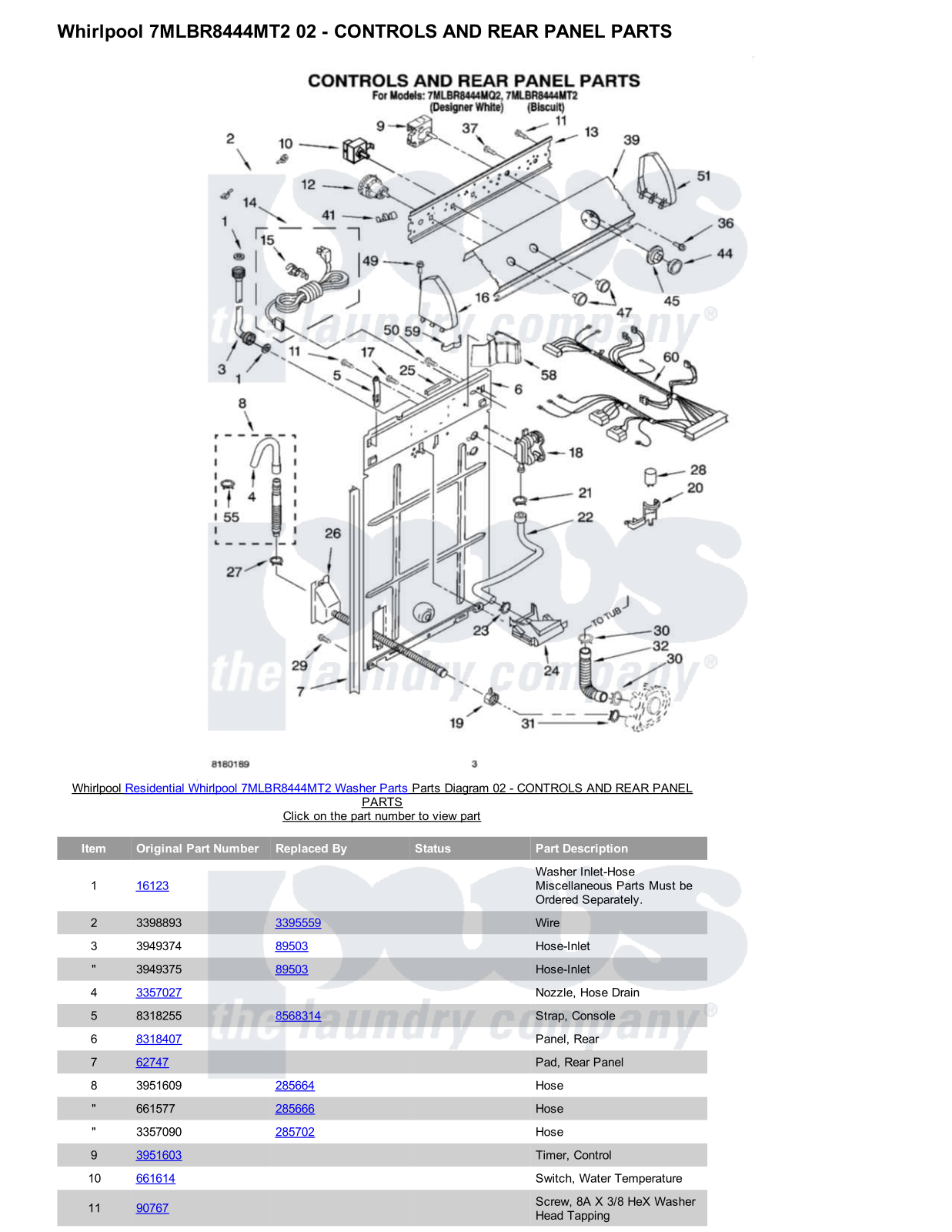 Whirlpool 7MLBR8444MT2 Parts Diagram