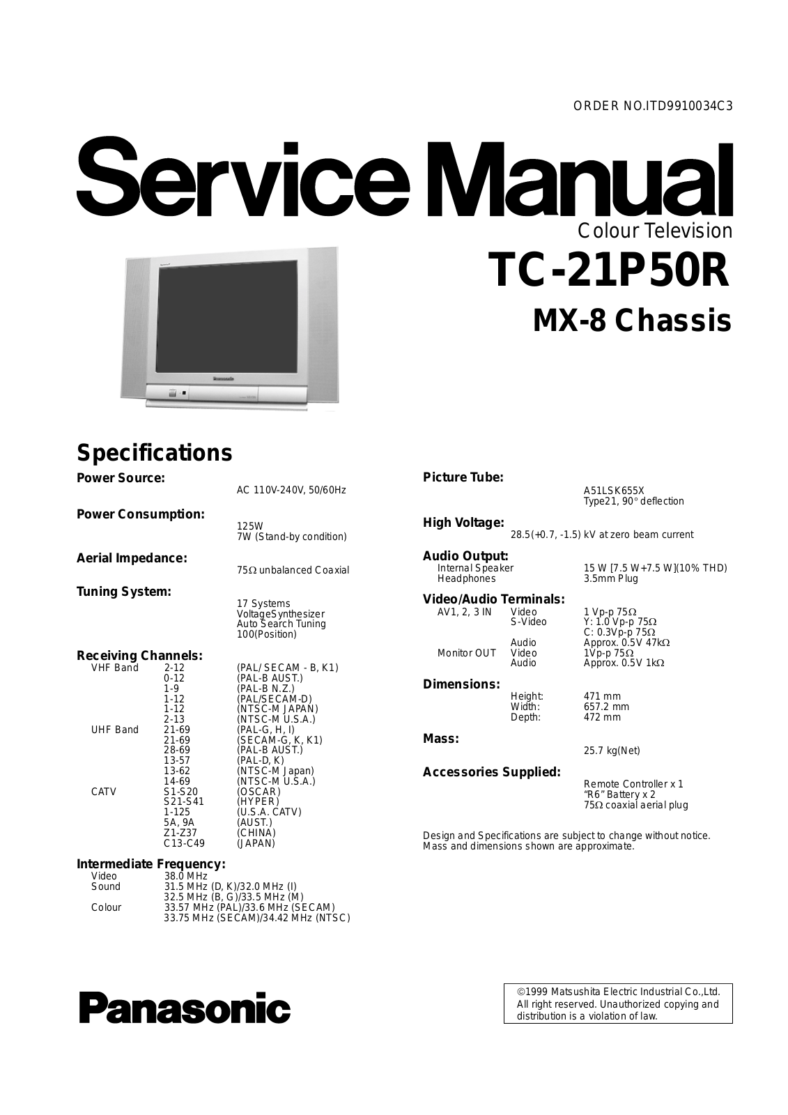 Panasonic TC-21P50R Service Manual