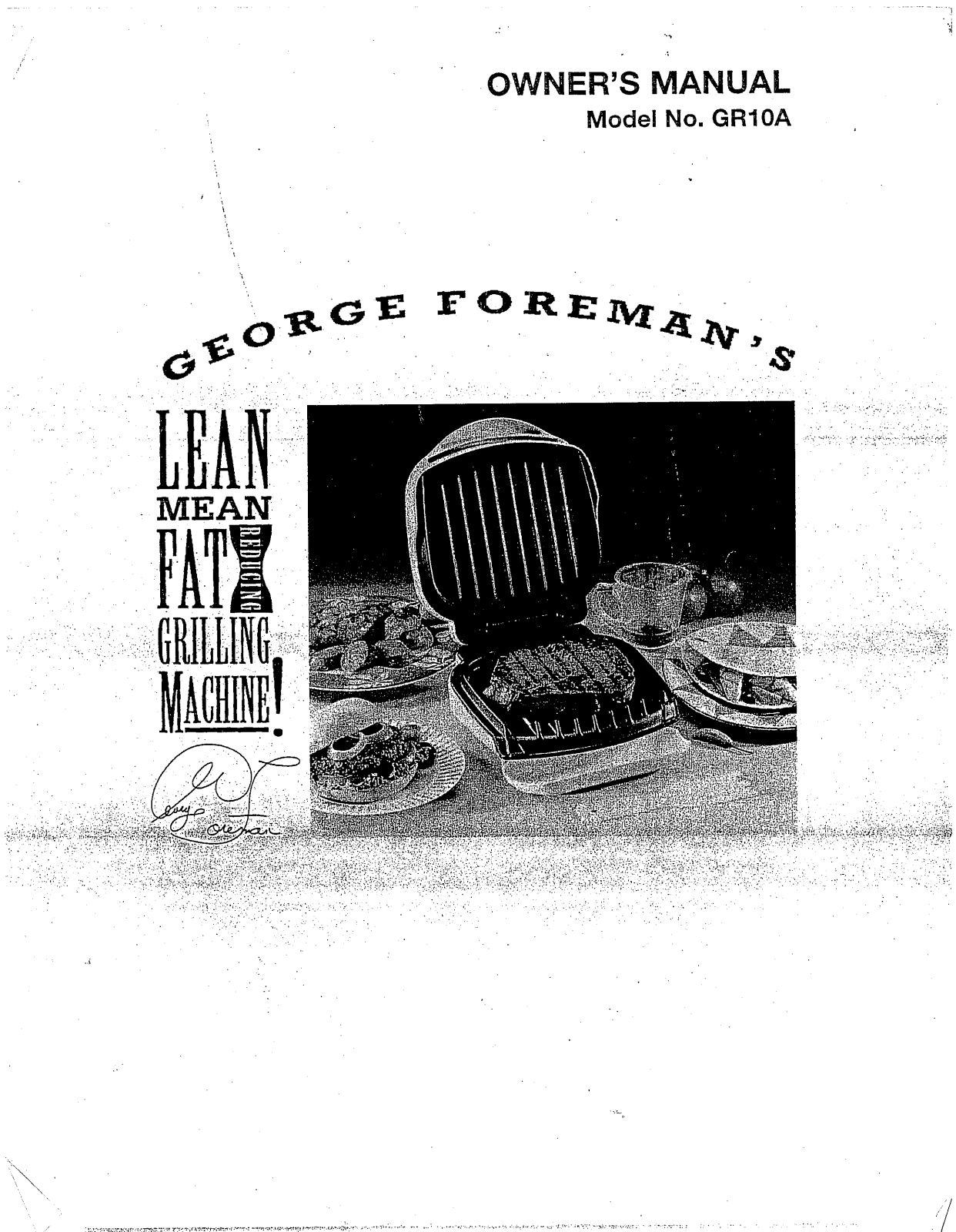 George Foreman GR10A User Manual