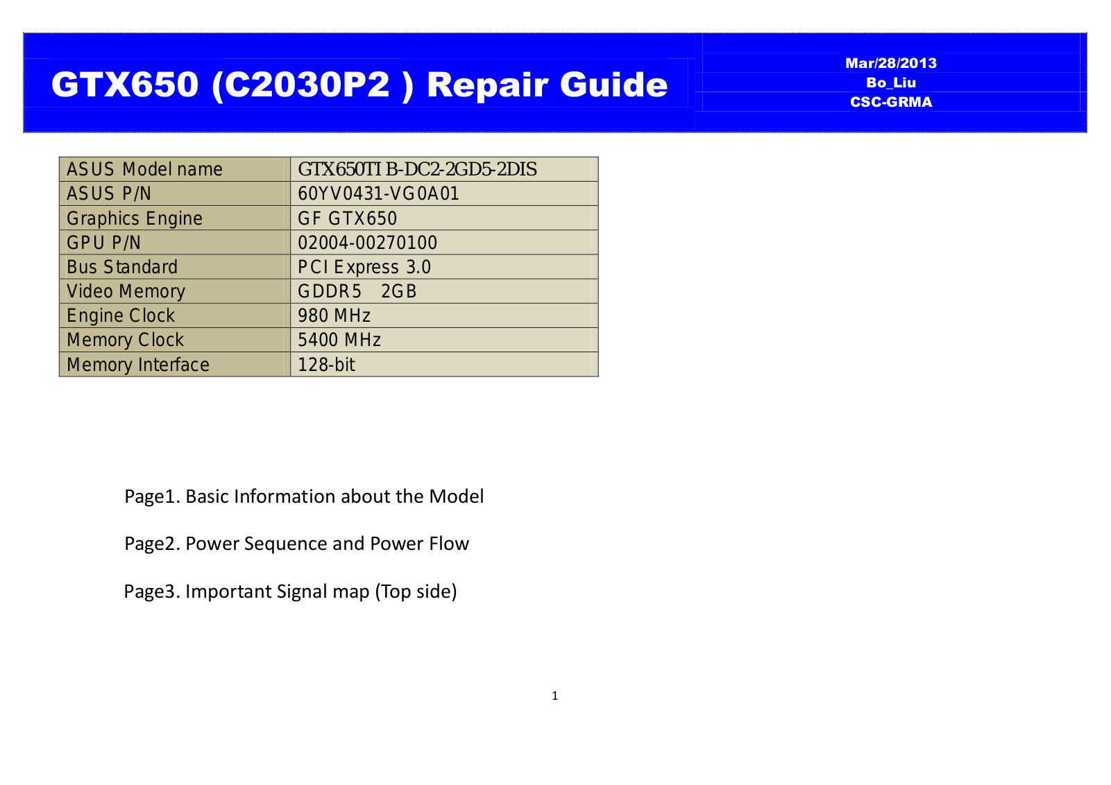 Asus GTX650 Schematic