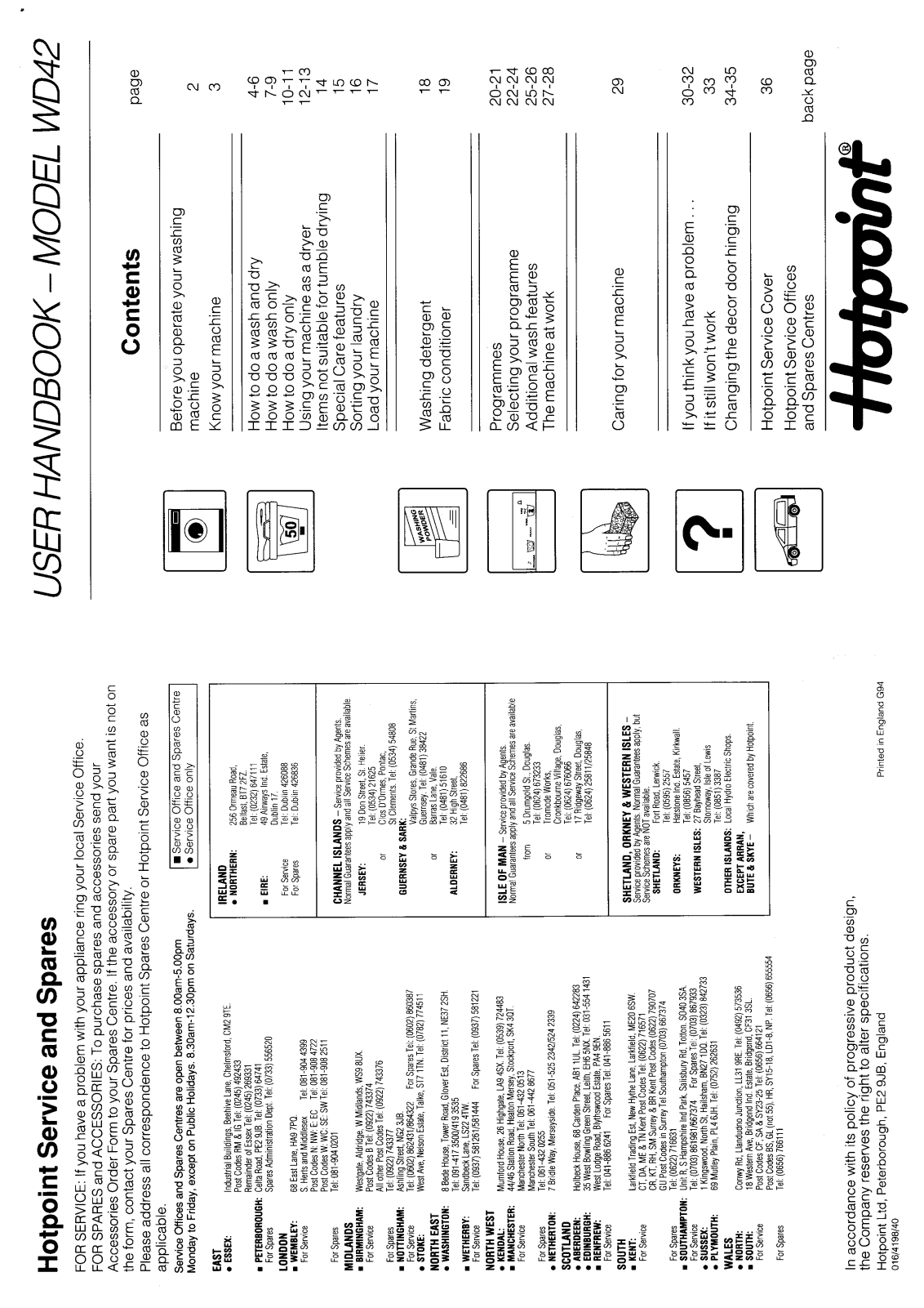 Hotpoint WD42 User Manual